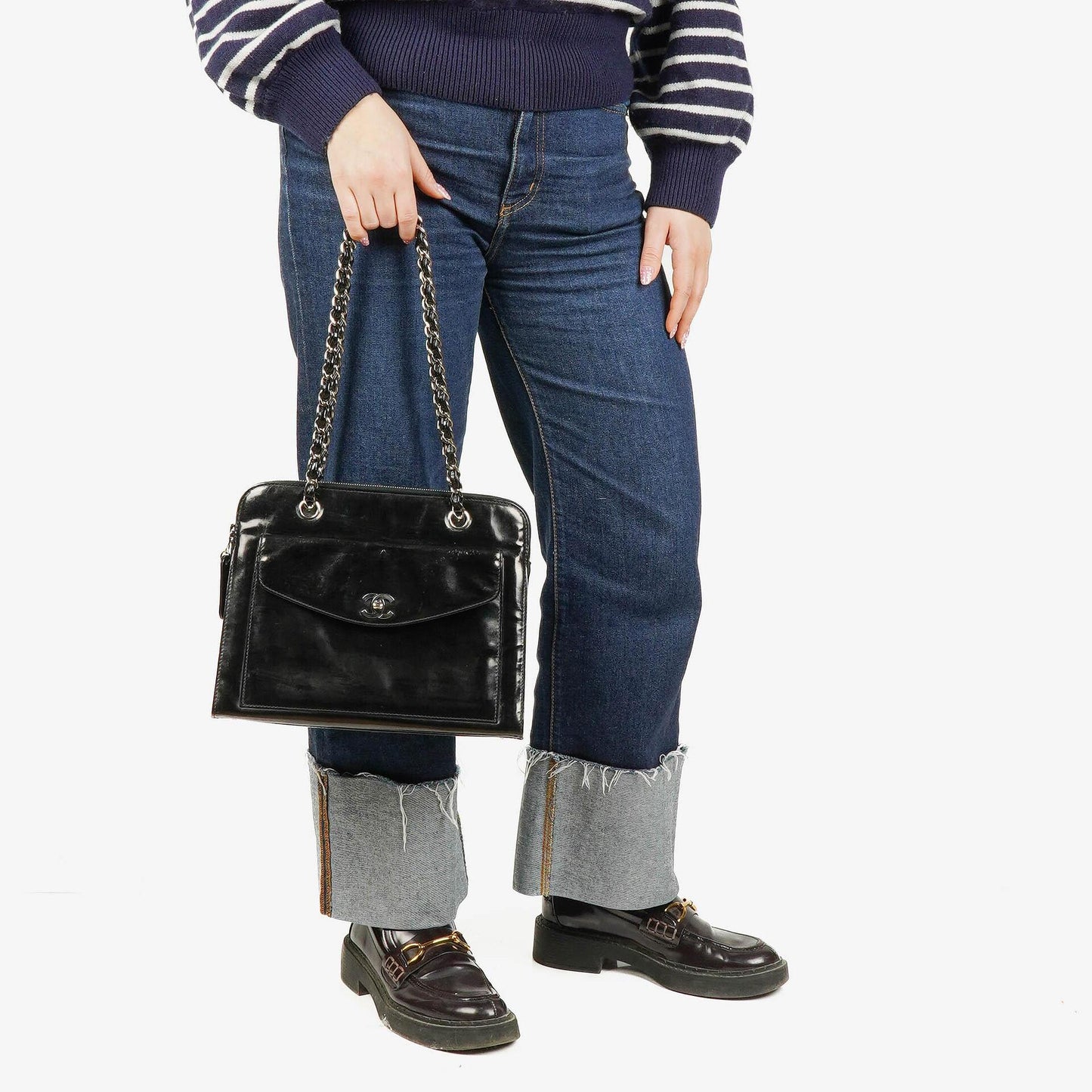 Chanel Black Patent Leather Shoulder Bag