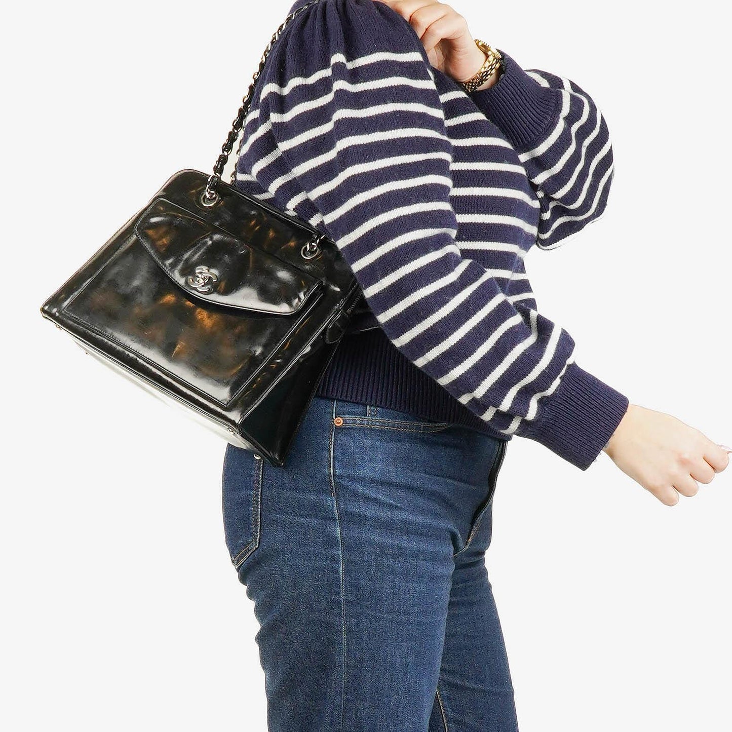 Chanel Black Patent Leather Shoulder Bag