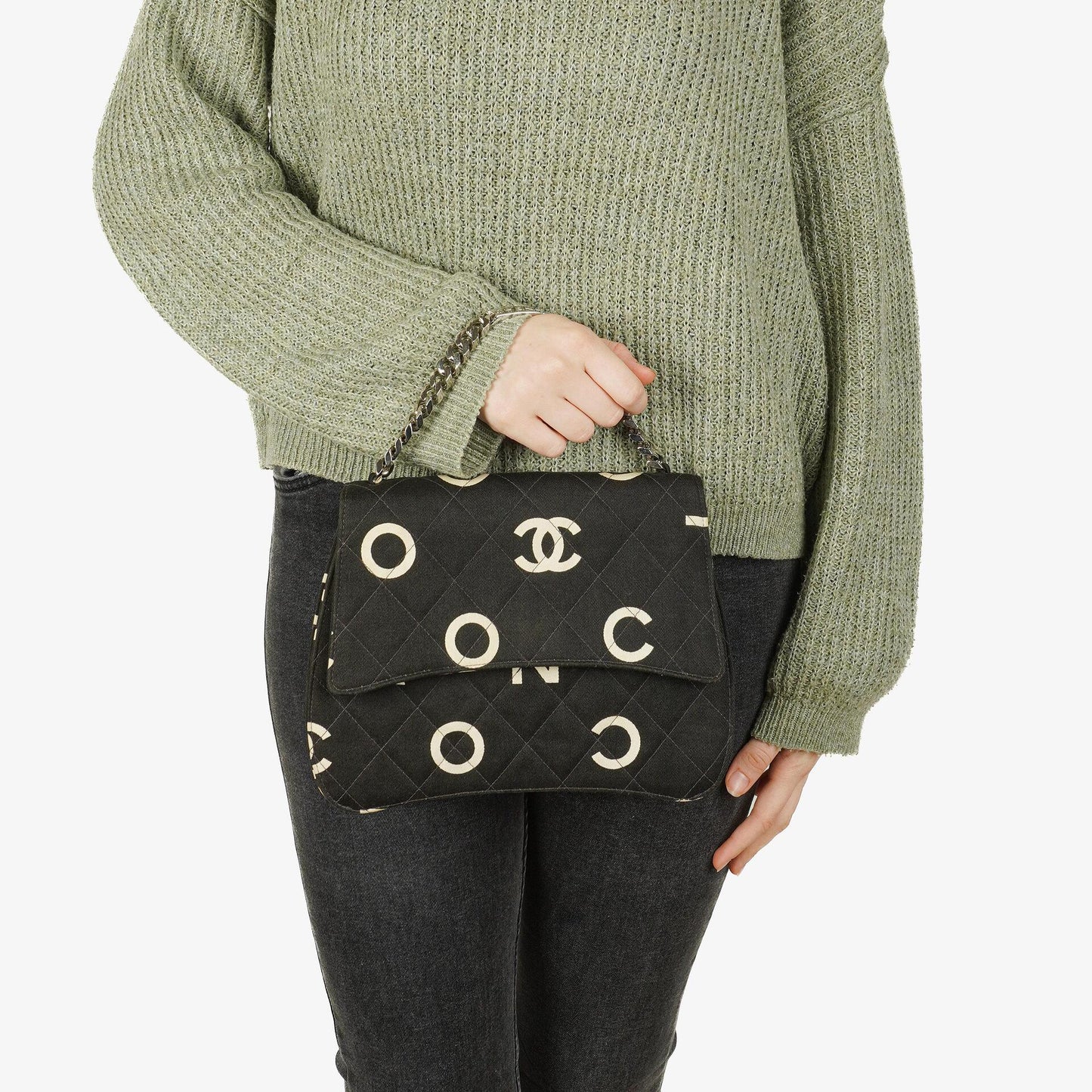 Chanel Black Quilted Canvas Coco ID Chain Bag