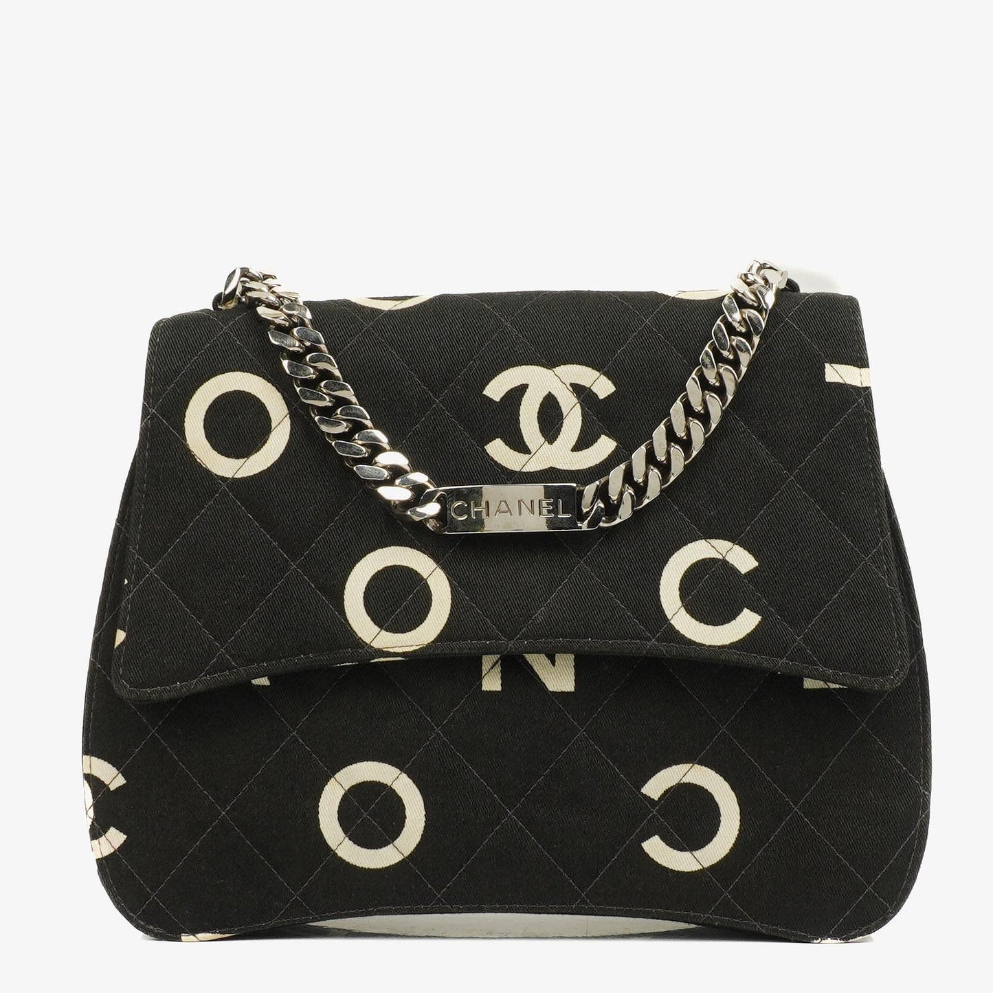 Chanel Black Quilted Canvas Coco ID Chain Bag