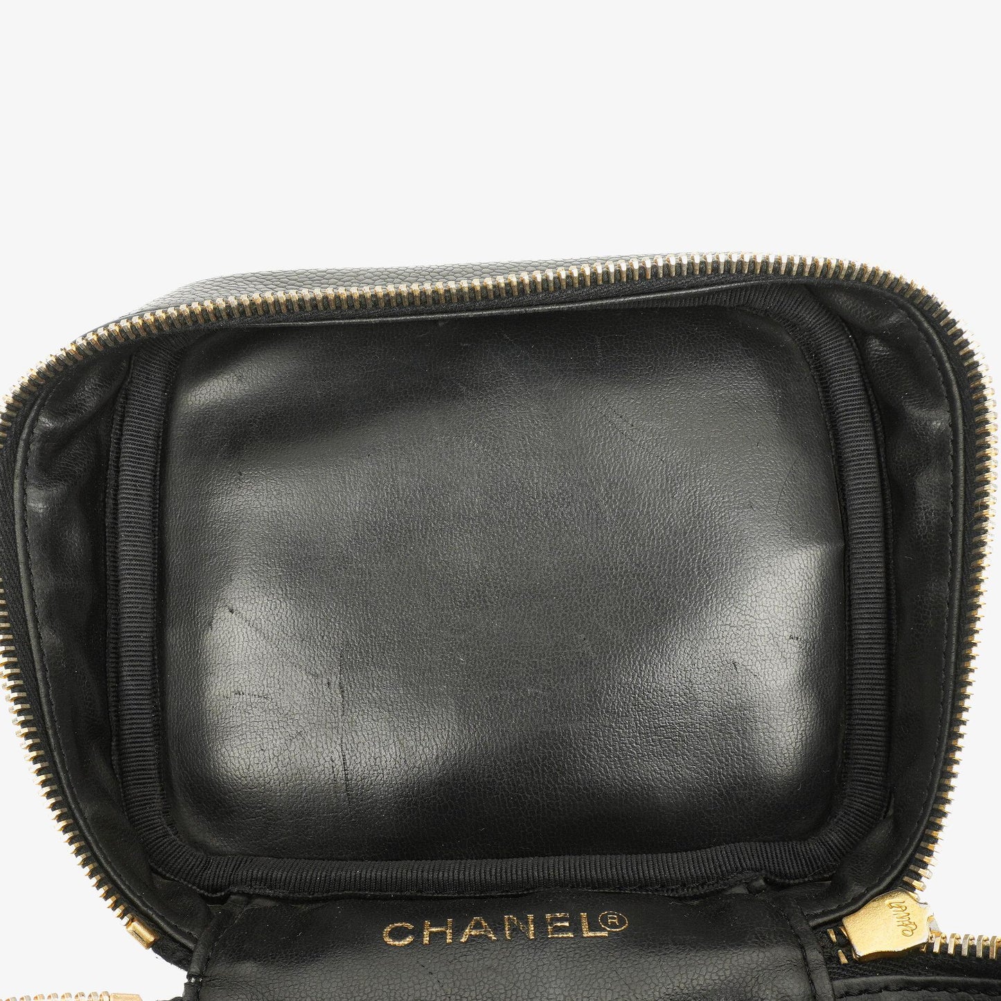 Chanel Black Quilted Caviar Leather Vanity Case