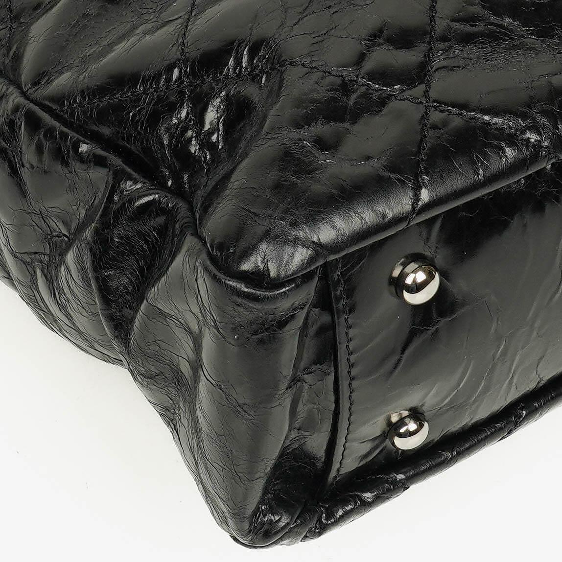Chanel Black Quilted Glazed Calfskin Leather and Tweed Portobello Tote Bag