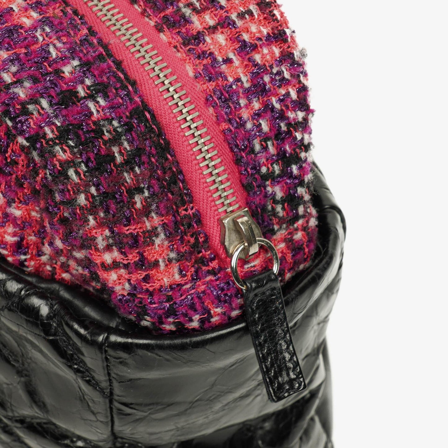 Chanel Black Quilted Glazed Calfskin Leather and Tweed Portobello Tote Bag