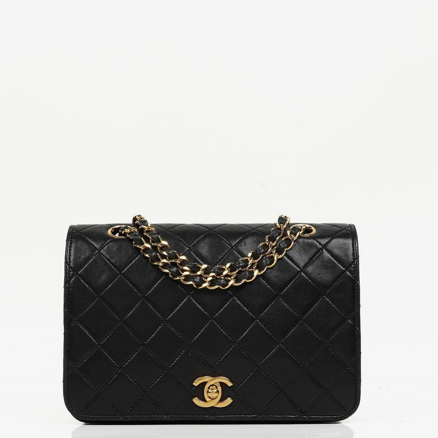 Chanel Black Quilted Lambskin Full Flap Bag With 24K Hardware