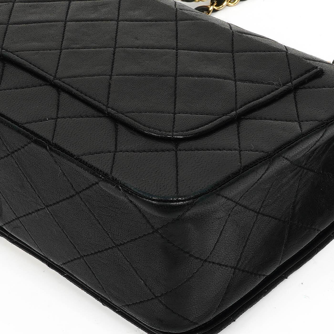 Chanel Black Quilted Lambskin Full Flap Bag With 24K Hardware
