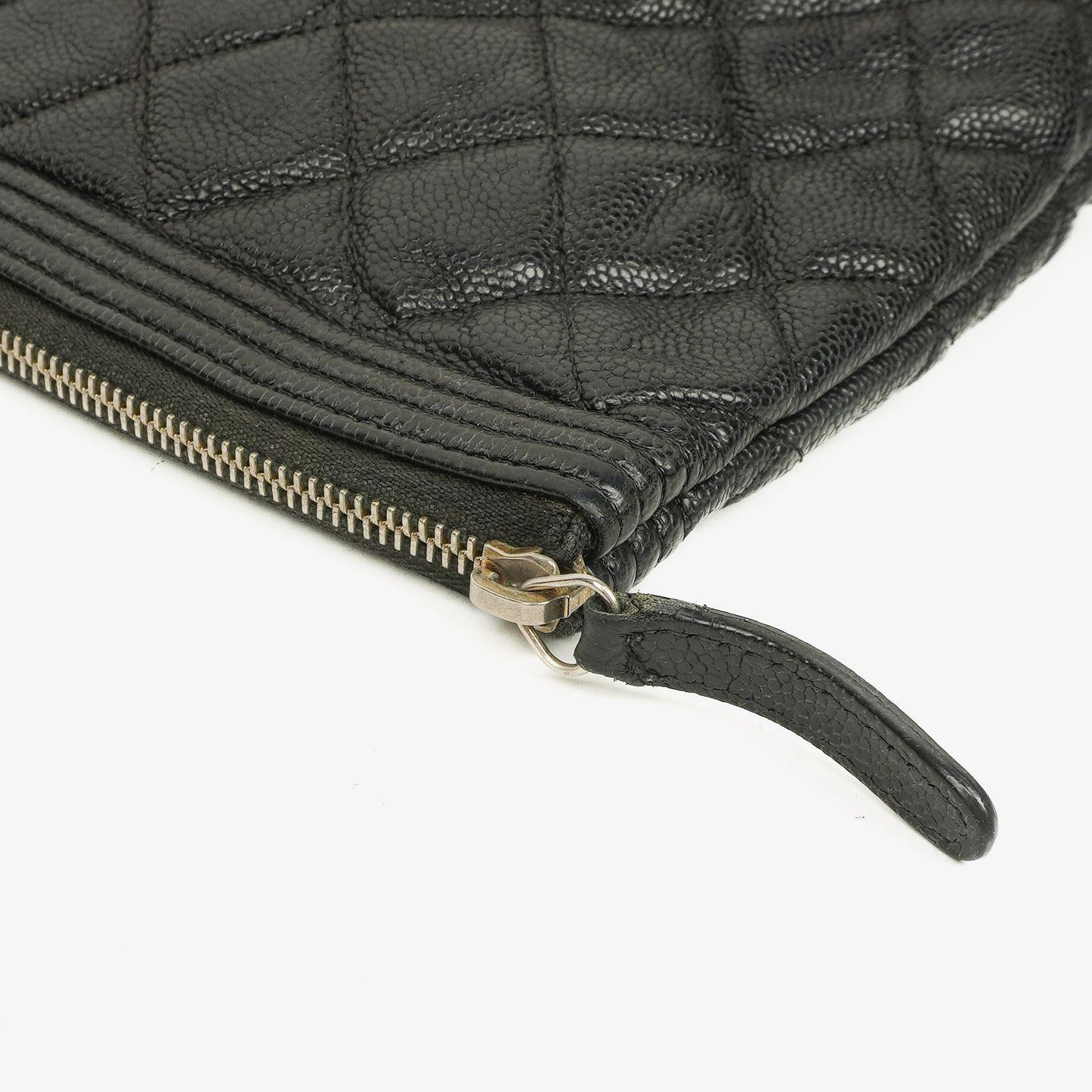 Chanel Black Quilted Leather Caviar Boy Medium Clutch