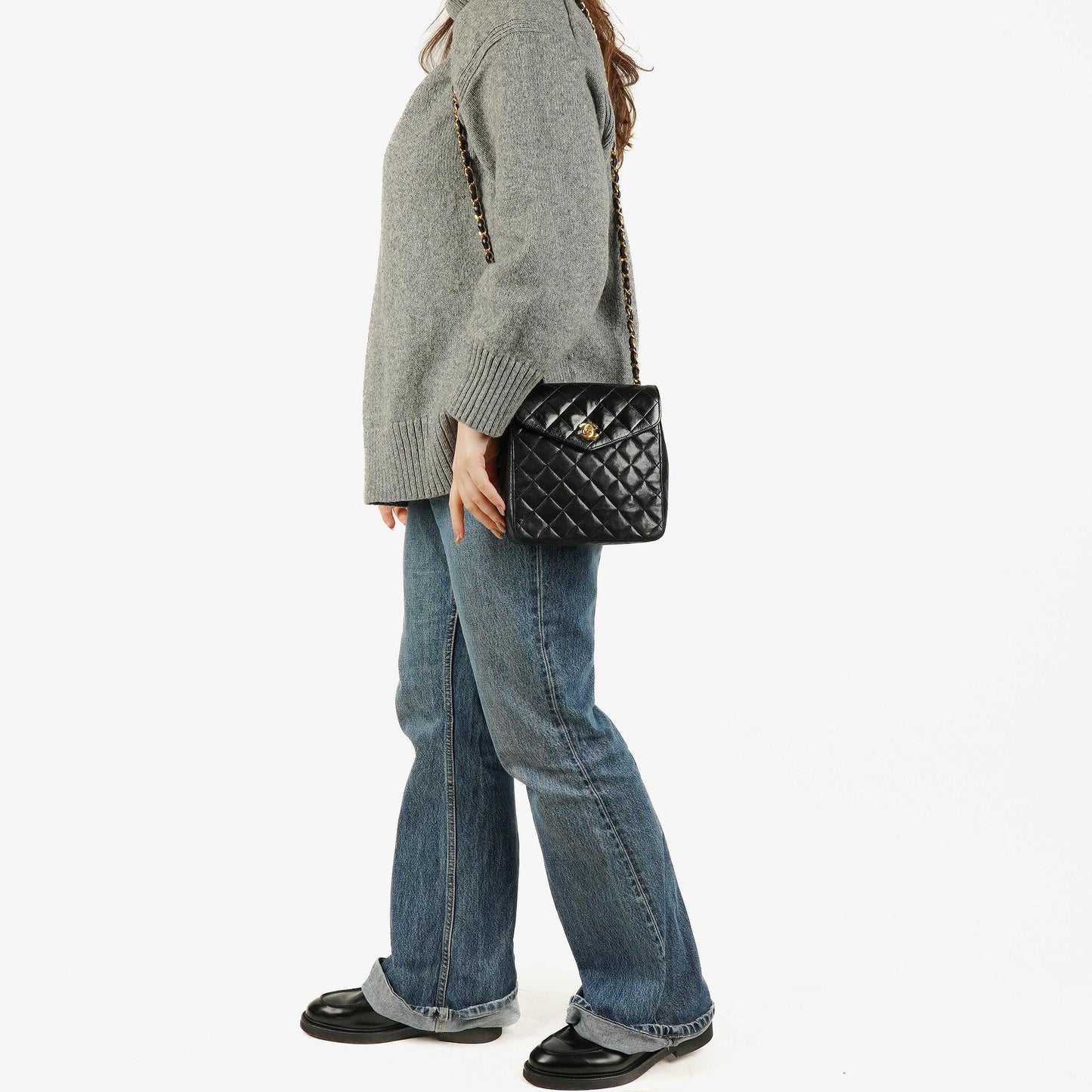 Chanel Black Quilted Leather Square Single Flap Bag