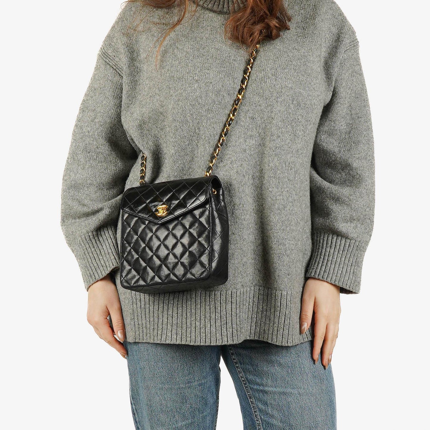 Chanel Black Quilted Leather Square Single Flap Bag