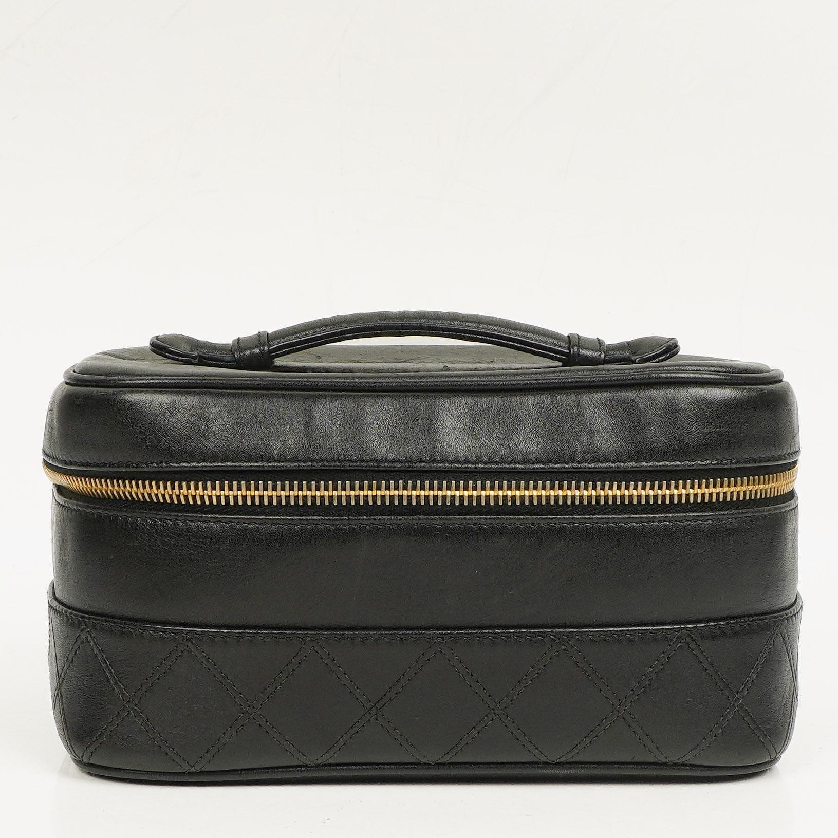Chanel Black Quilted Leather Vanity Case