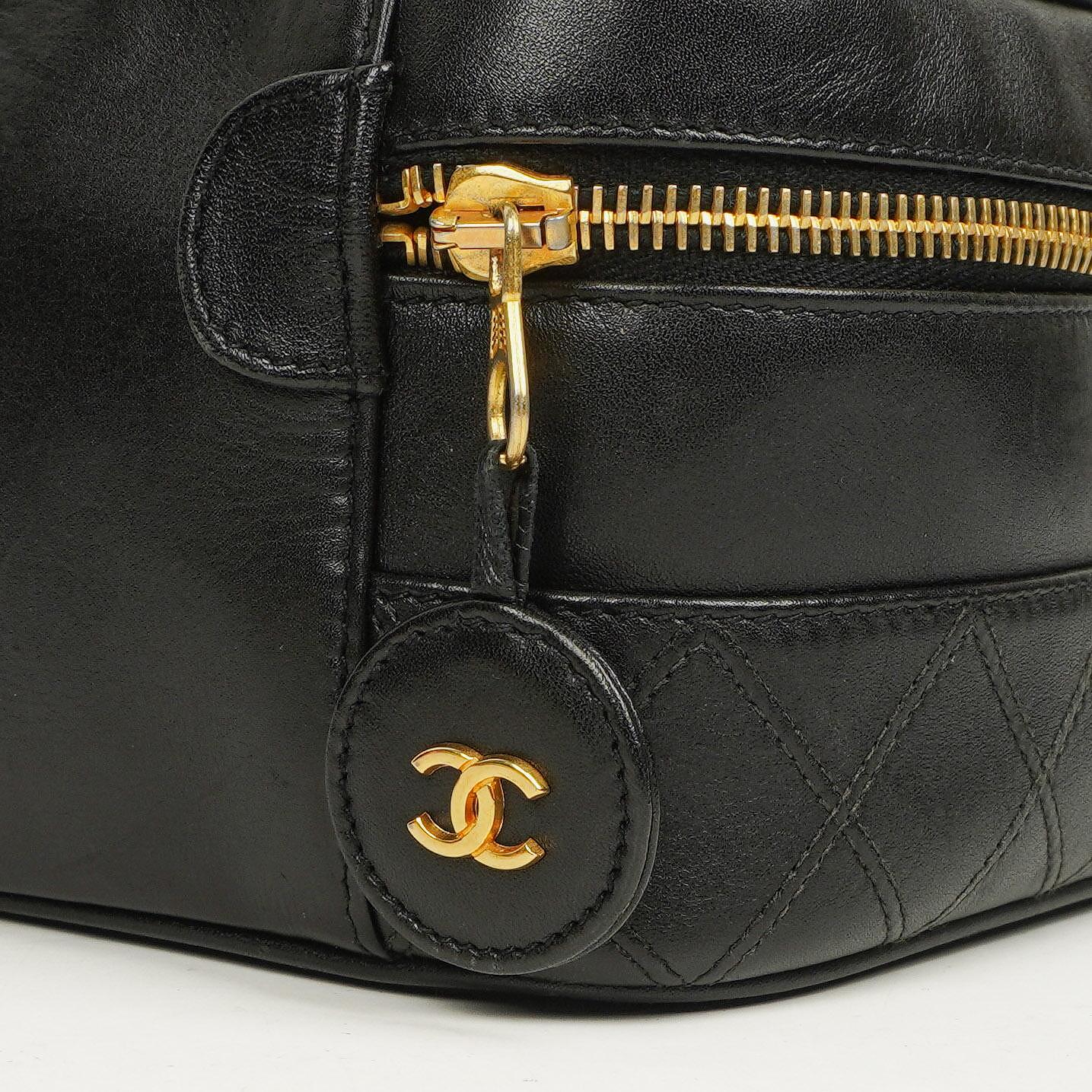 Chanel Black Quilted Leather Vanity Case