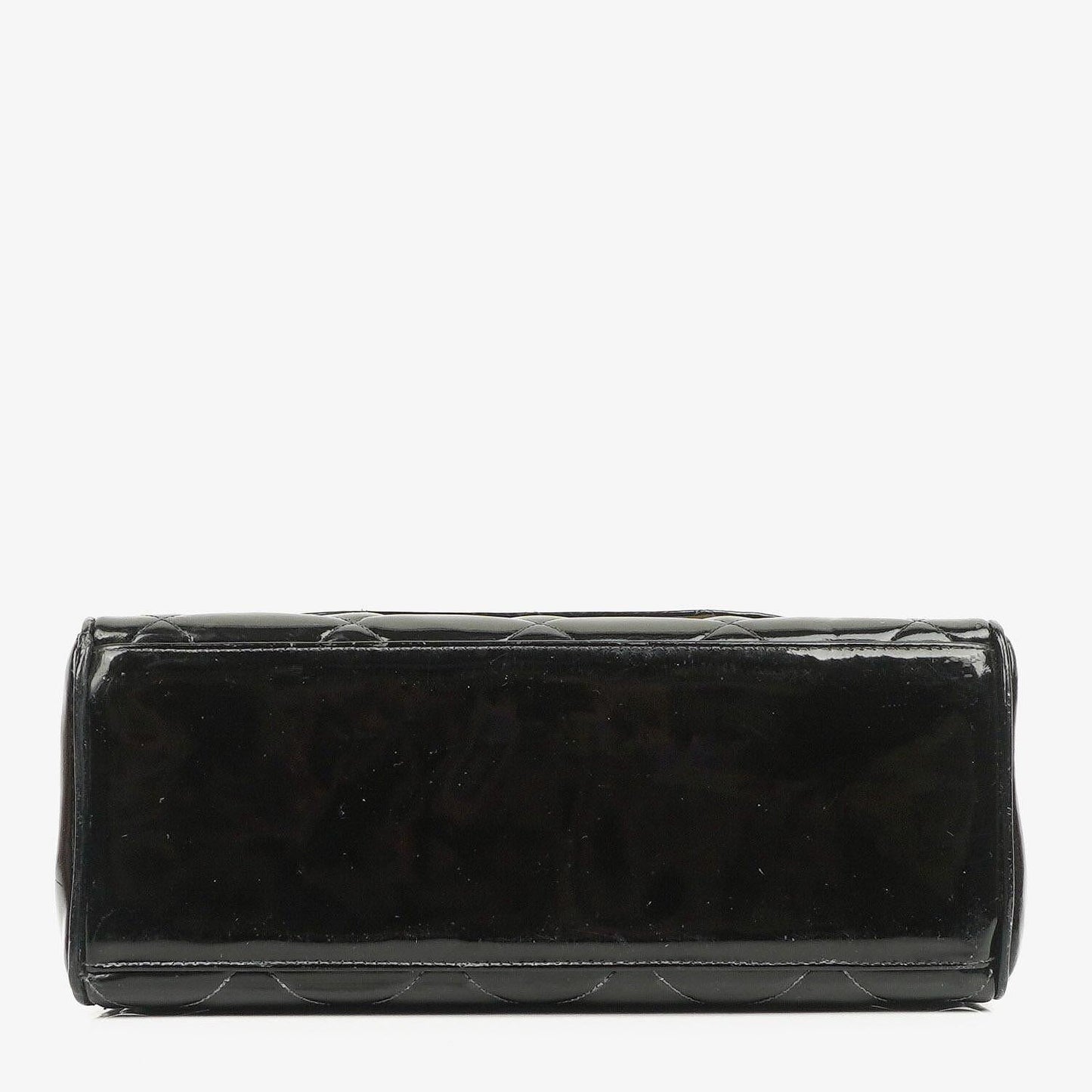 Chanel Black Quilted Patent Leather CC Flap Double Chain Bag