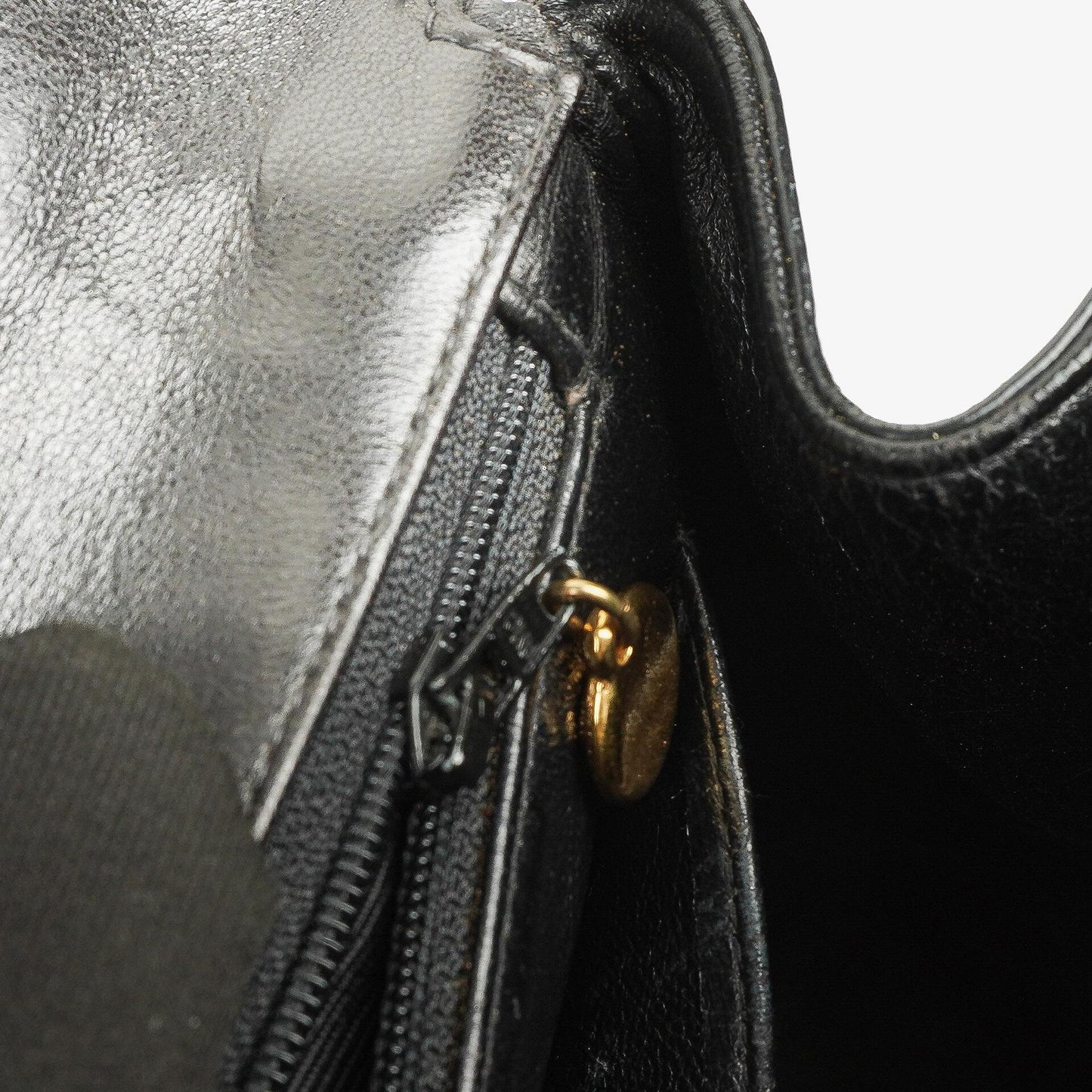 Chanel Black Quilted Patent Leather CC Flap Double Chain Bag