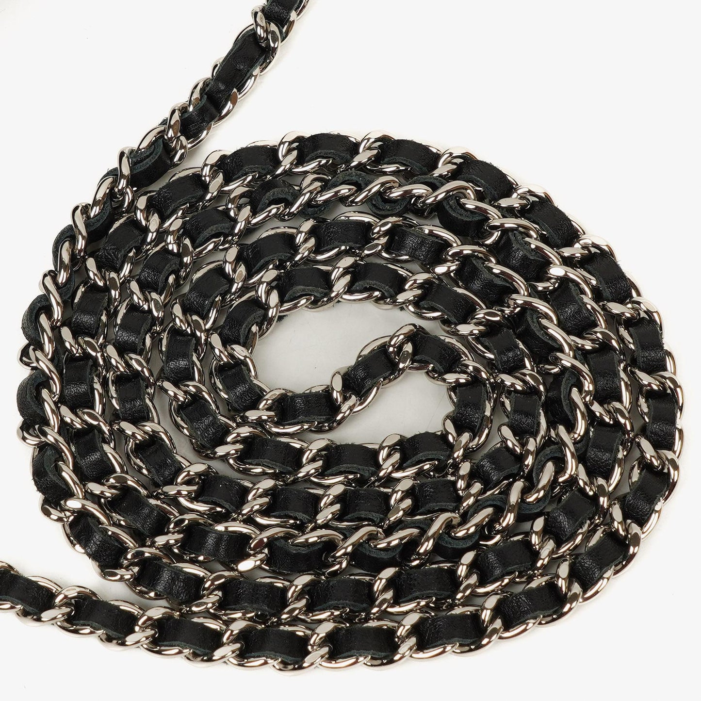 Chanel Black Quilted Patent Leather Wallet On Chain WOC With Silver-Tone Hardware