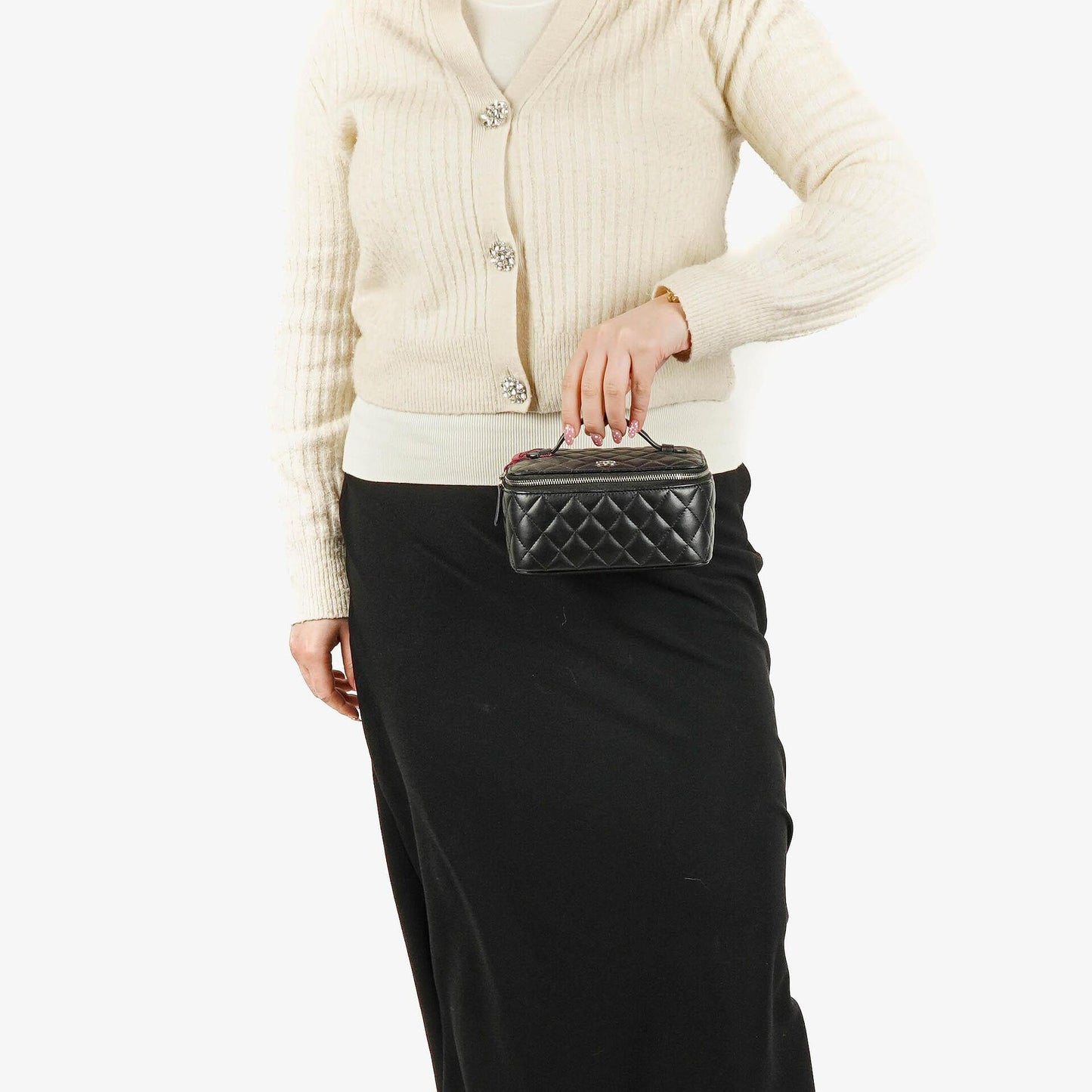 Chanel Black Quilted Vanity Case