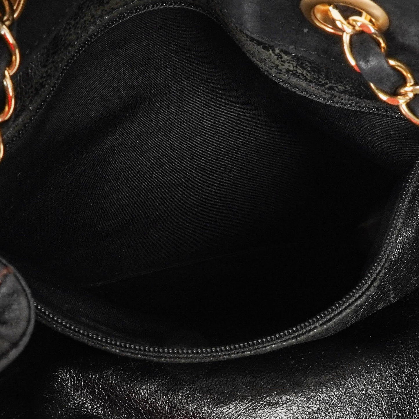 Chanel Black Suede Stitched Chocolate Bar Drawstring Tote Bag
