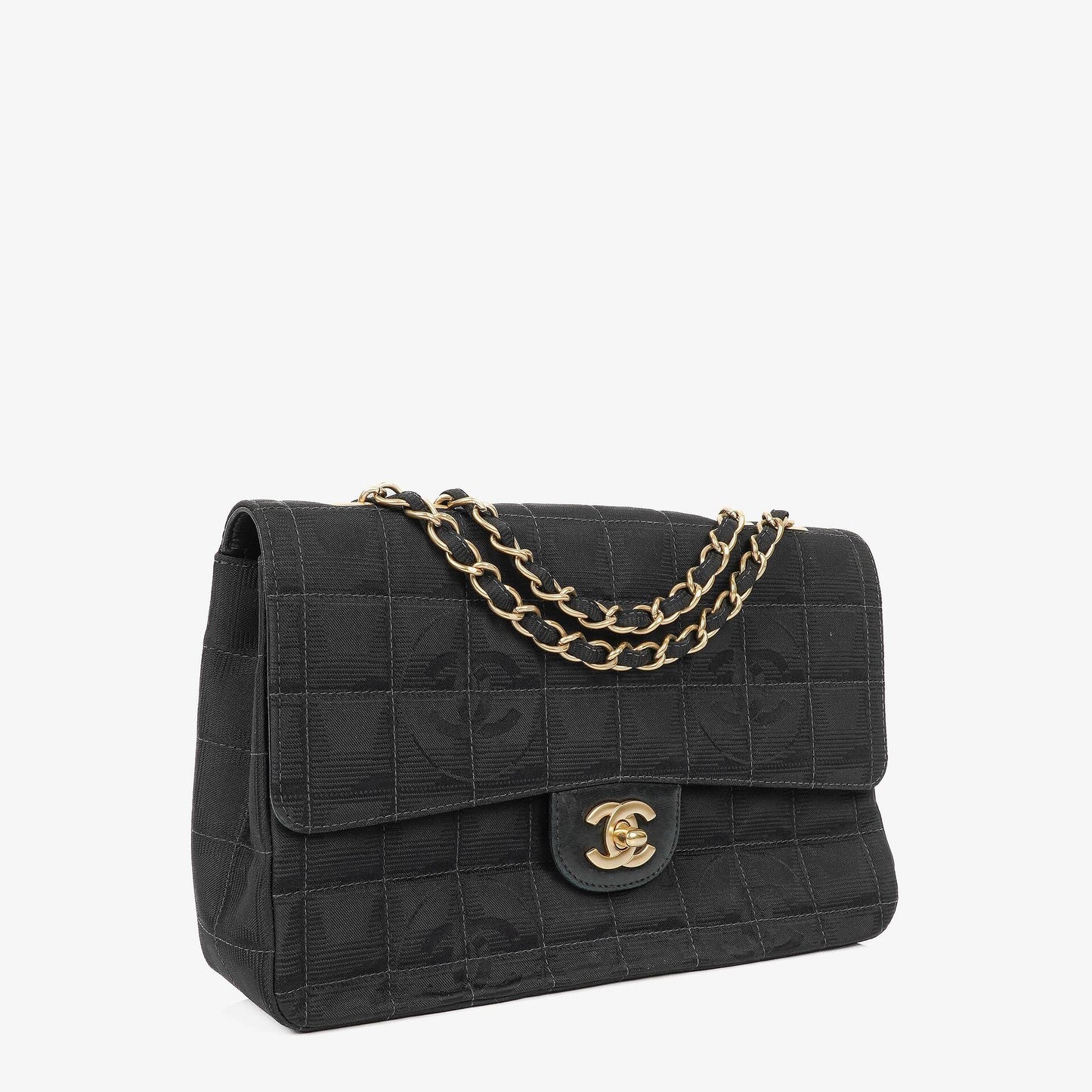 Chanel Black Travel Line Chocolate Bar Single Flap Bag
