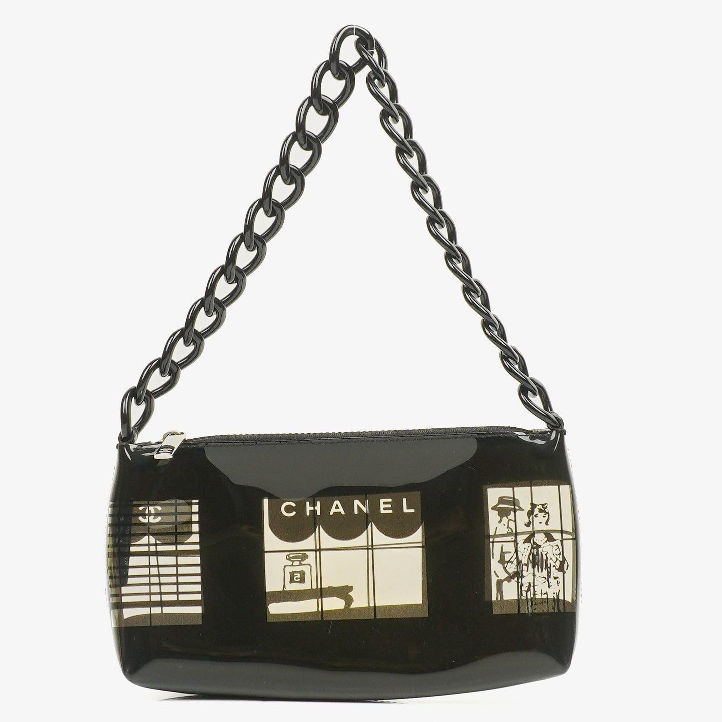 Chanel Black Vinyl Maison Window Print Shoulder Bag, 2003-2004