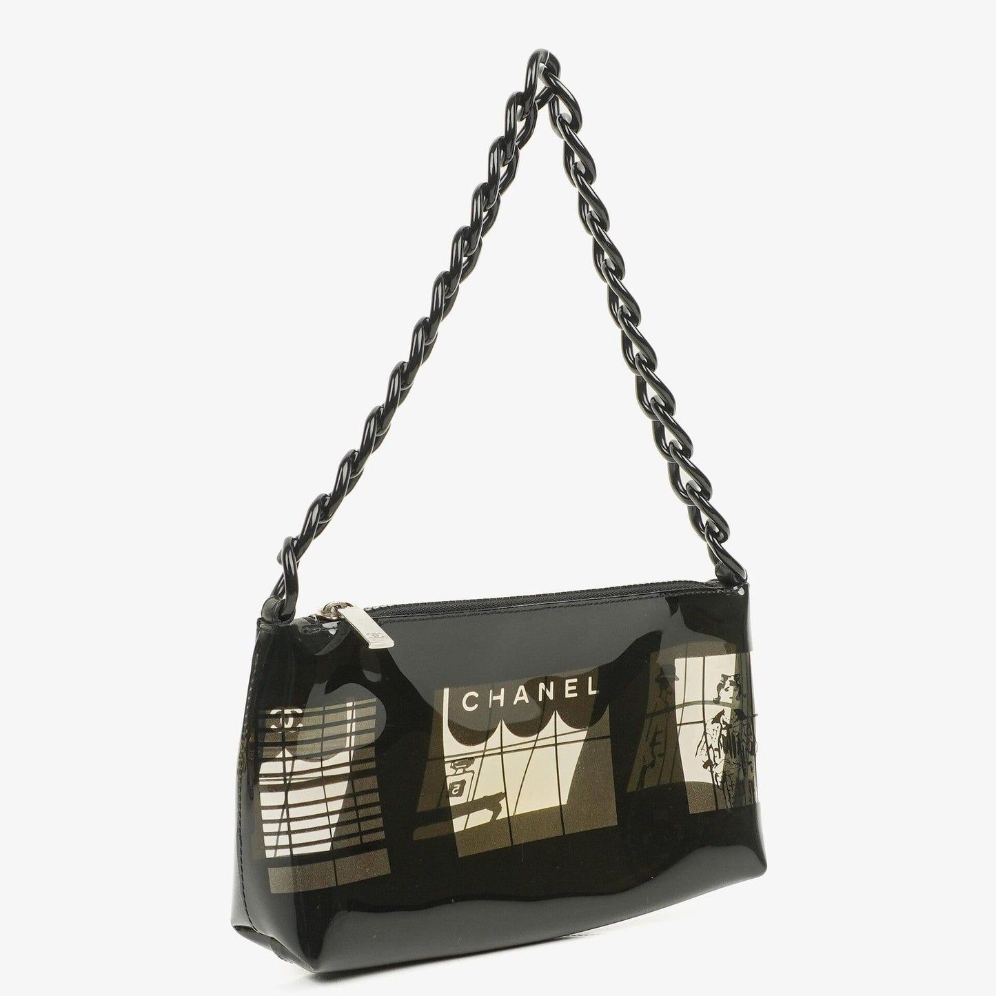 Chanel Black Vinyl Maison Window Print Shoulder Bag, 2003-2004
