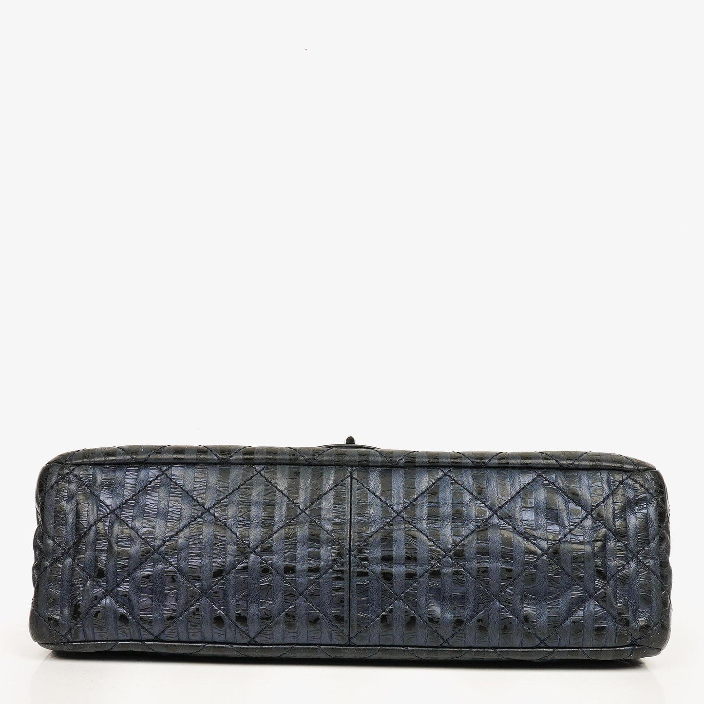 Chanel Blue Metallic Striped 2.55 Reissue Quilted Calfskin Leather 227 Jumbo Flap Bag