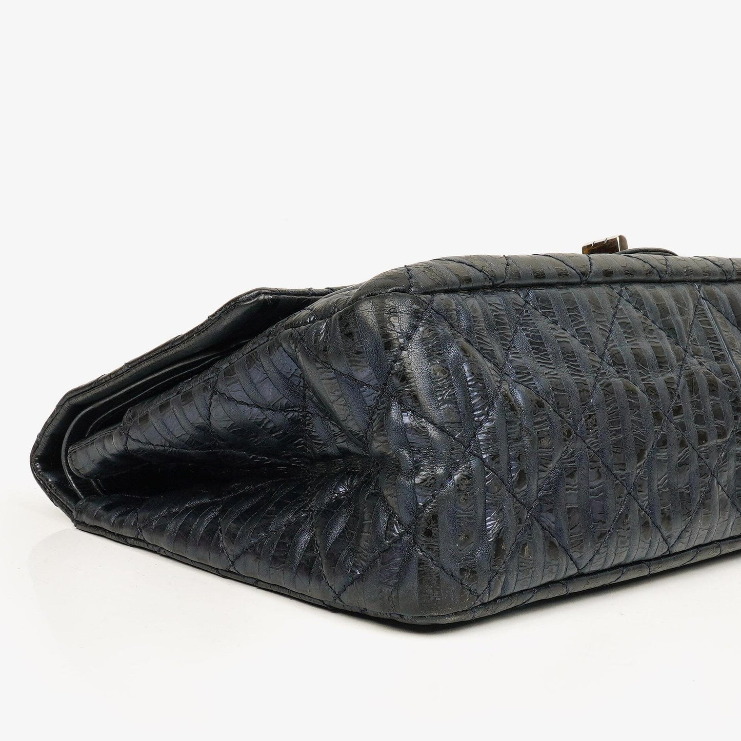 Chanel Blue Metallic Striped 2.55 Reissue Quilted Calfskin Leather 227 Jumbo Flap Bag