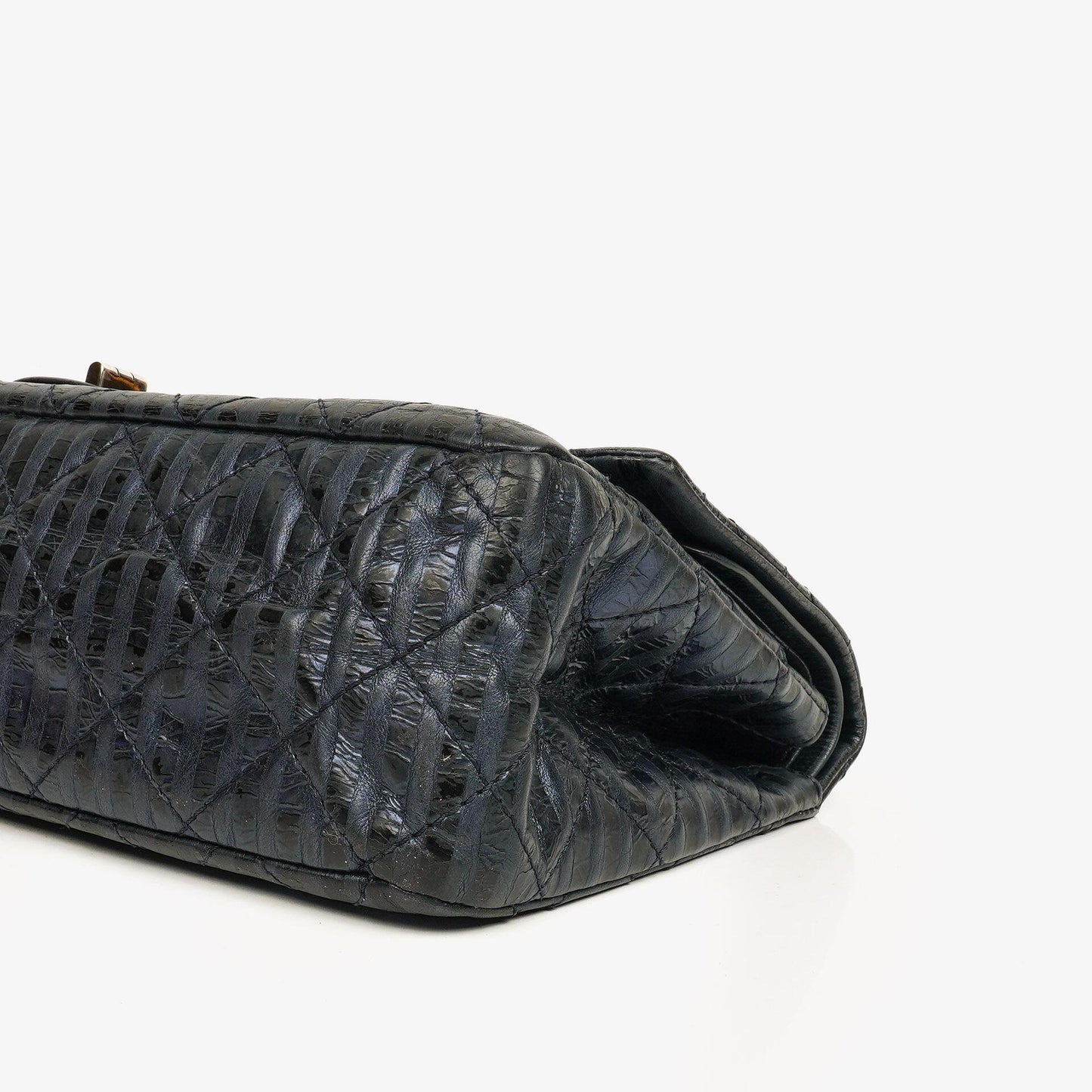 Chanel Blue Metallic Striped 2.55 Reissue Quilted Calfskin Leather 227 Jumbo Flap Bag