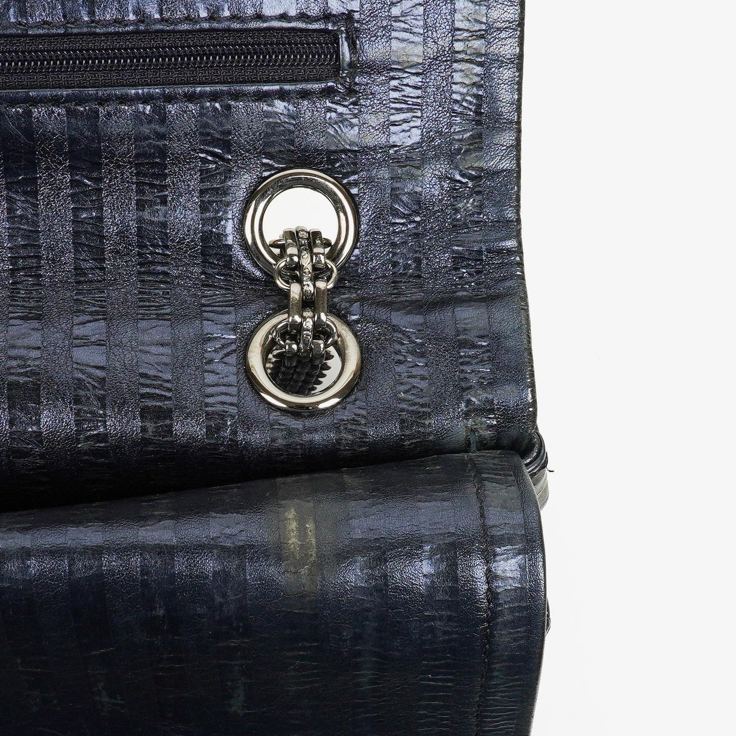 Chanel Blue Metallic Striped 2.55 Reissue Quilted Calfskin Leather 227 Jumbo Flap Bag