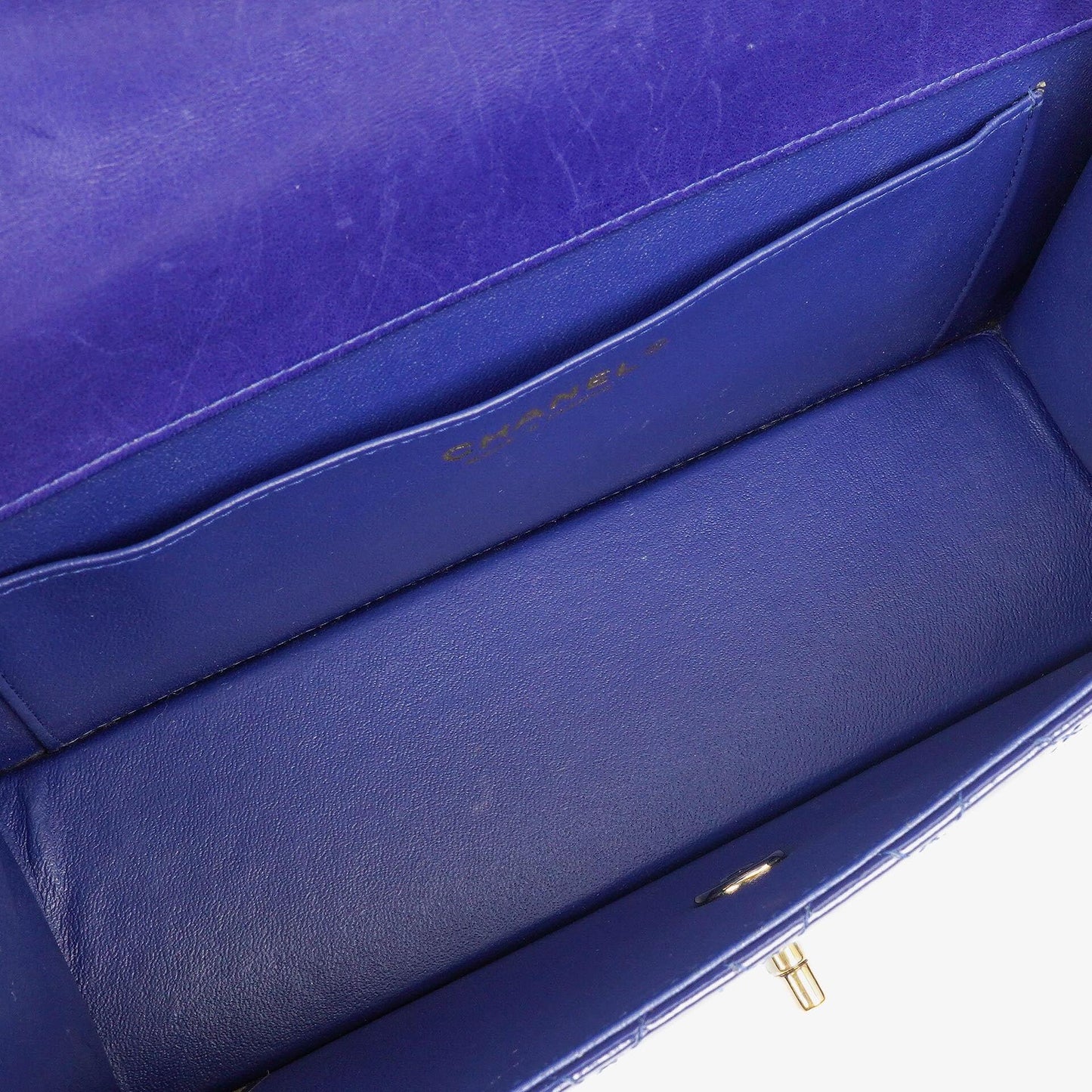 Chanel Blue Quilted Patent Leather Long Flap Bag