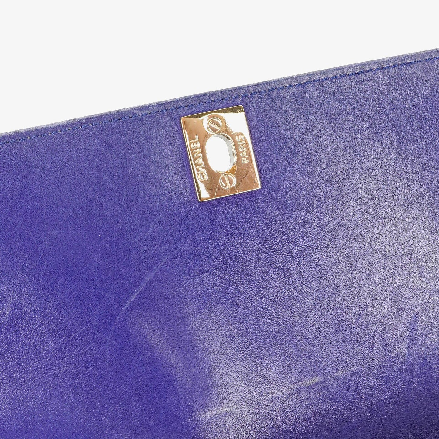 Chanel Blue Quilted Patent Leather Long Flap Bag