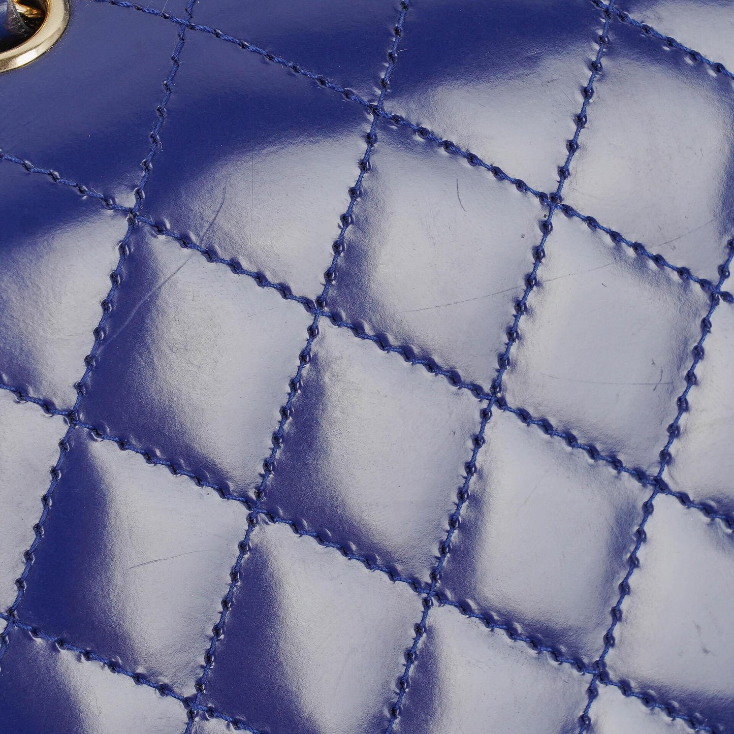 Chanel Blue Quilted Patent Leather Long Flap Bag