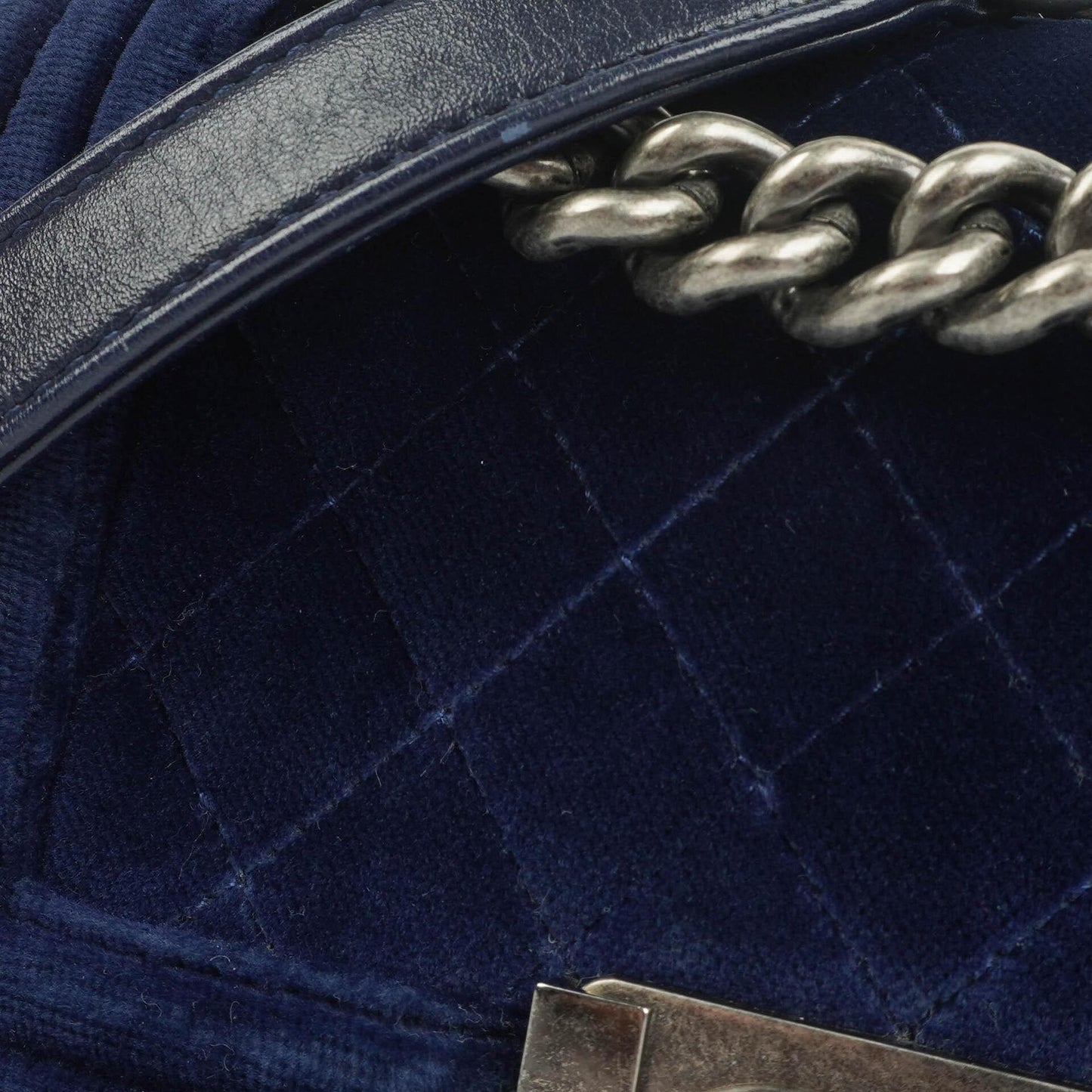 Chanel Small Boy Flap Bag Blue Velvet Ruthenium Hardware