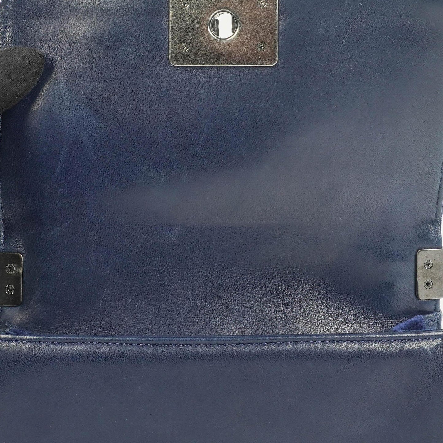 Chanel Small Boy Flap Bag Blue Velvet Ruthenium Hardware