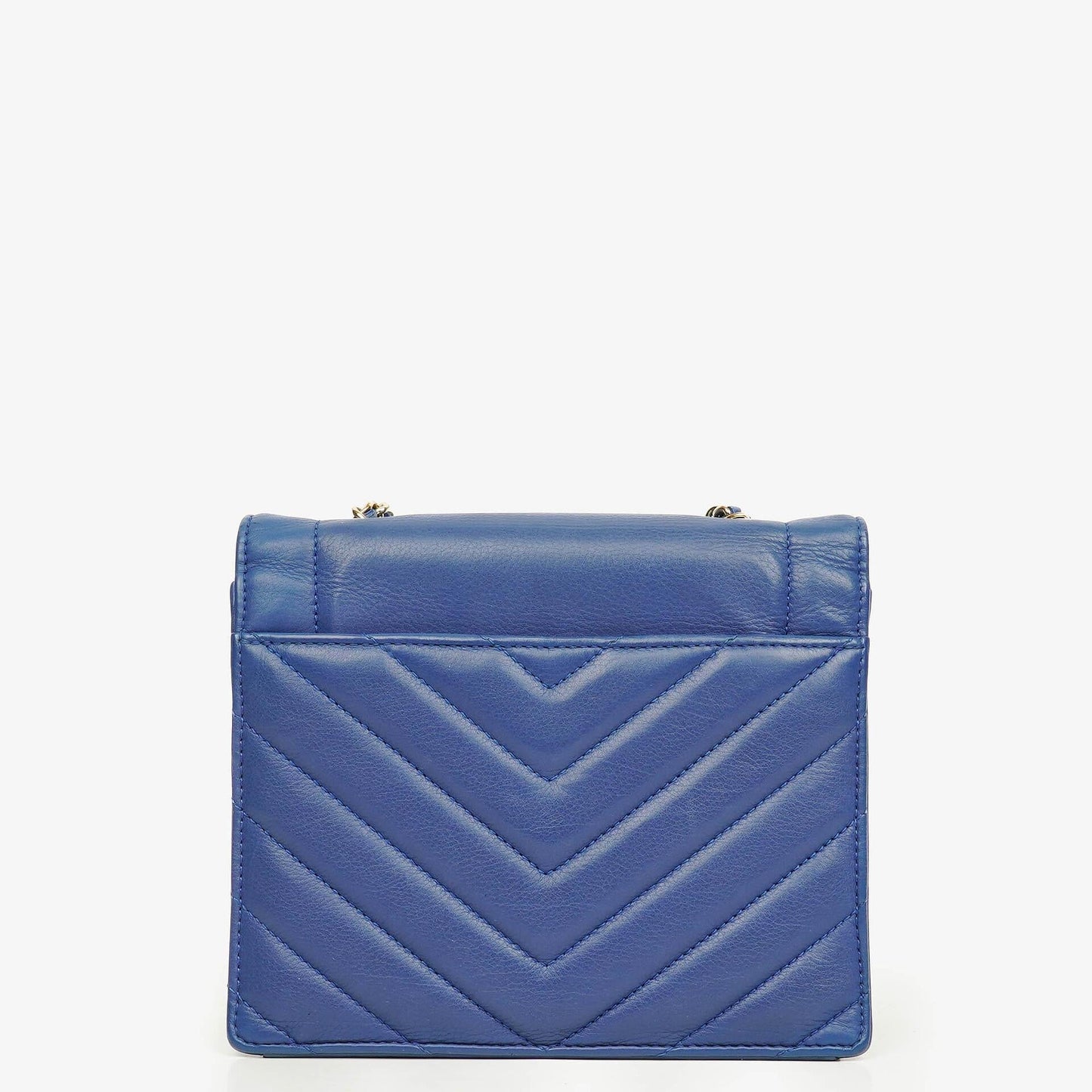 Chanel Blue Small Chevron Leather Envelope Flap Bag