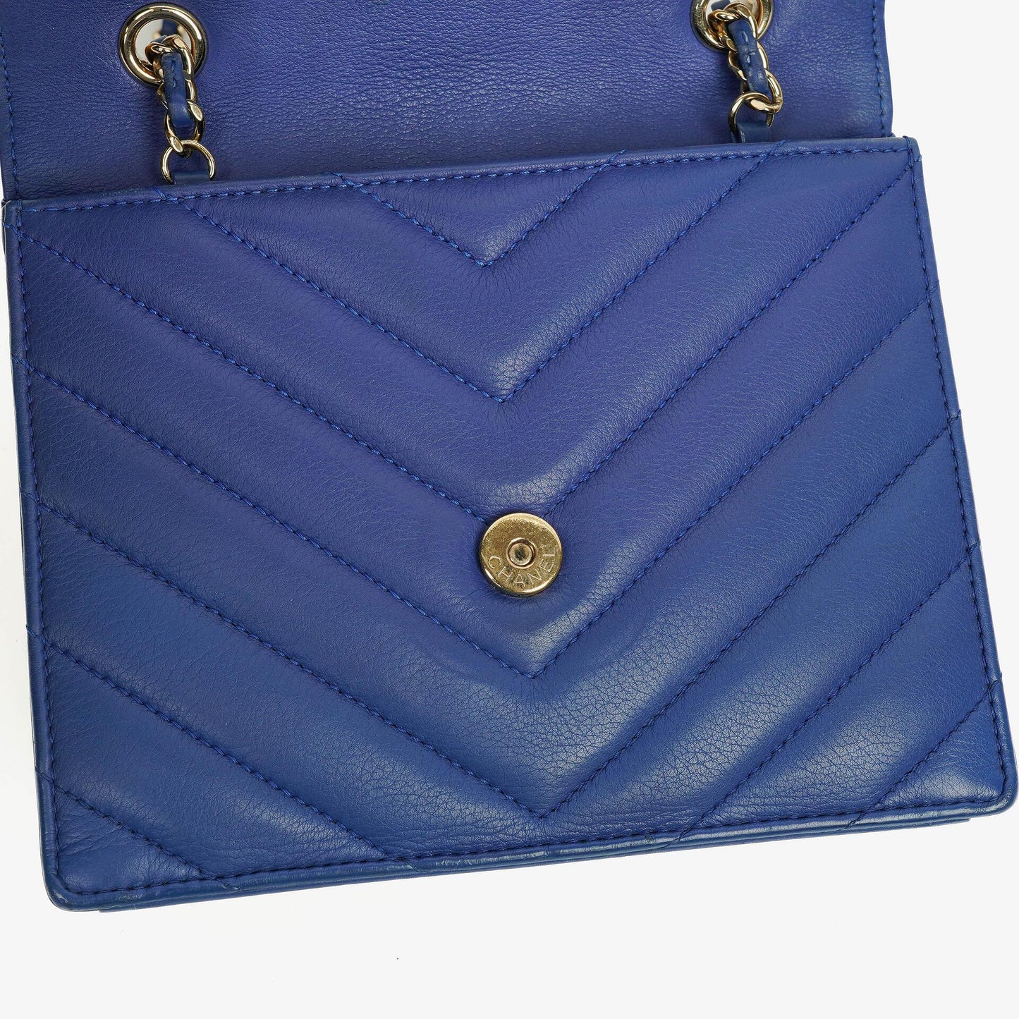Chanel Blue Small Chevron Leather Envelope Flap Bag