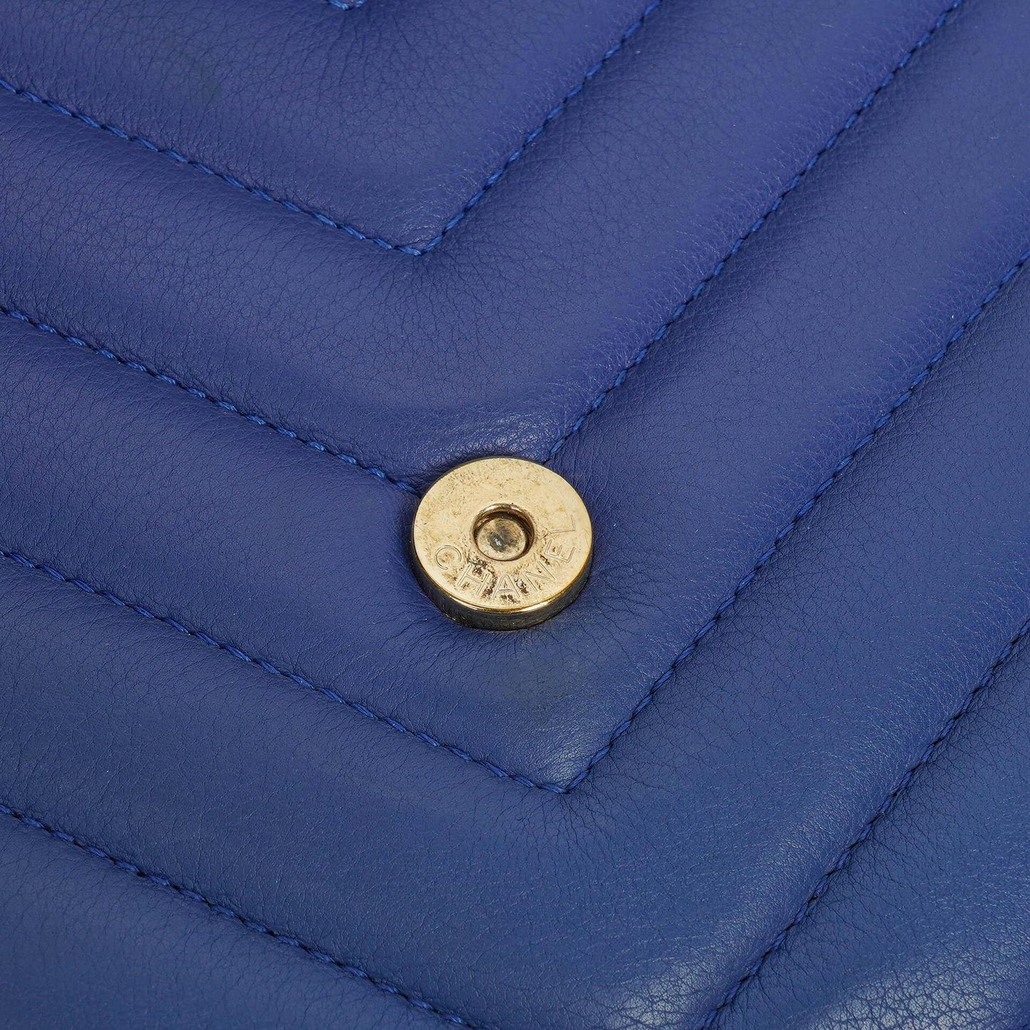Chanel Blue Small Chevron Leather Envelope Flap Bag