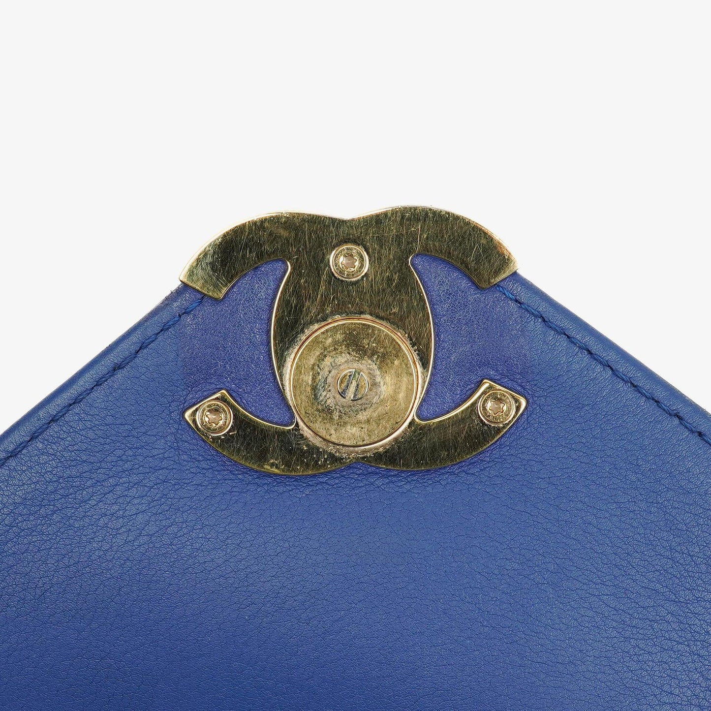 Chanel Blue Small Chevron Leather Envelope Flap Bag