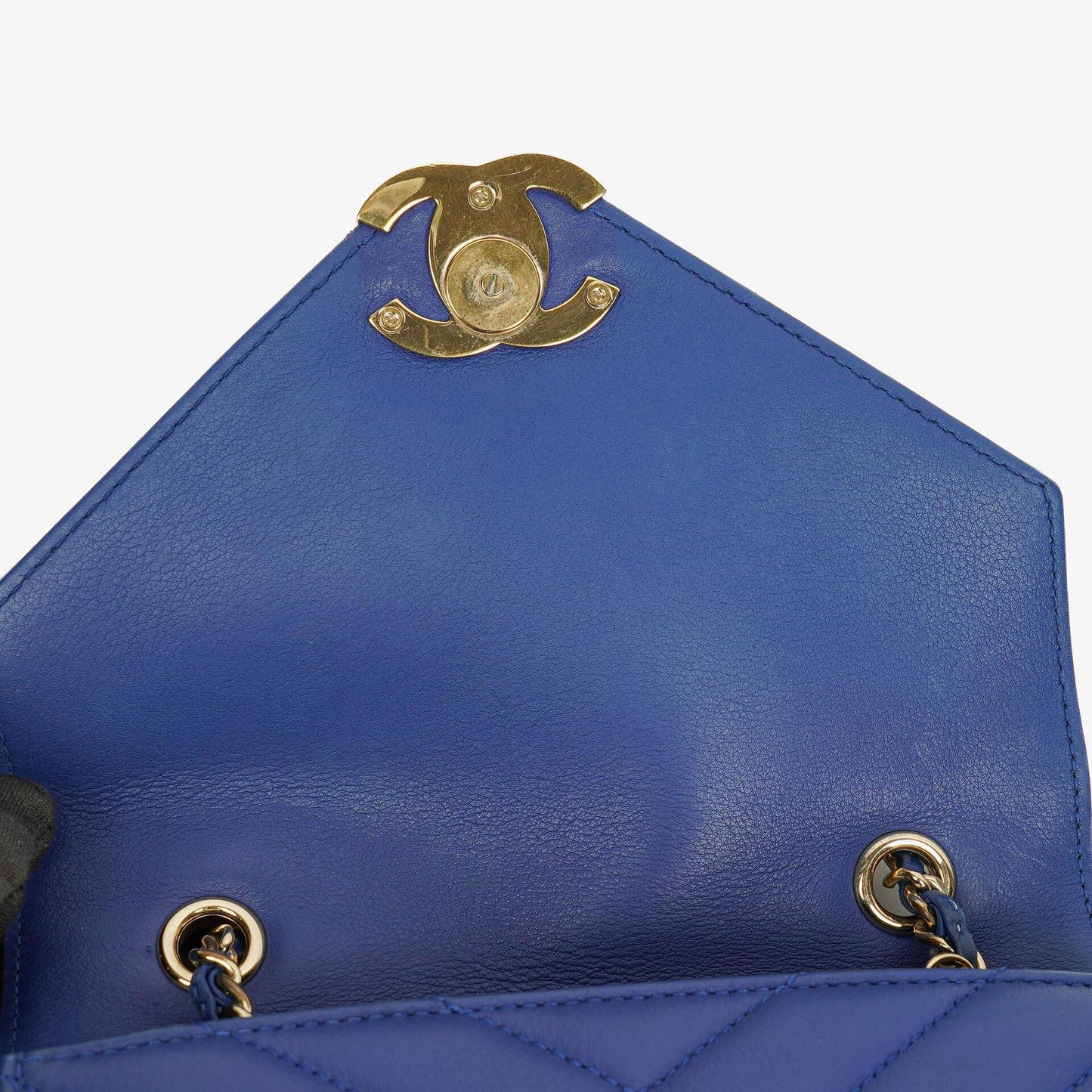 Chanel Blue Small Chevron Leather Envelope Flap Bag