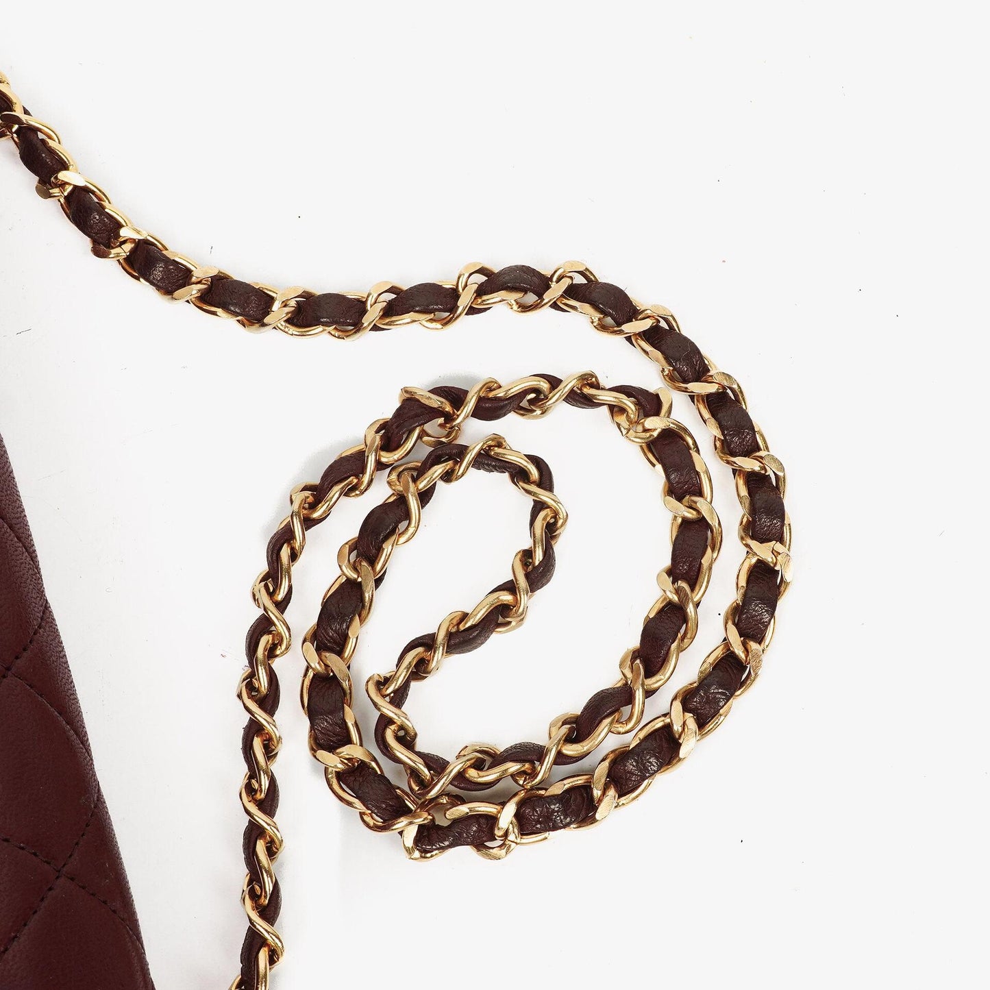 Chanel Bordeaux Mini Classic Quilted Lambskin Full Flap Wallet On Chain WOC With 24K Gold-Plated Hardware