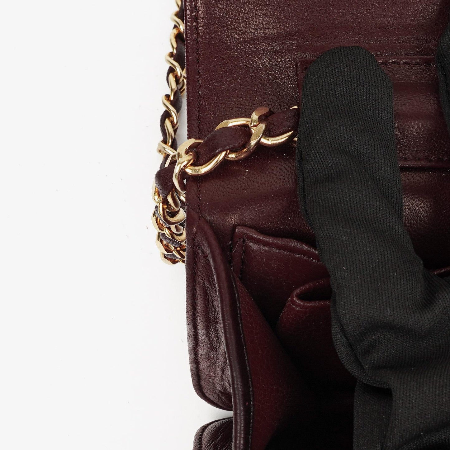 Chanel Bordeaux Mini Classic Quilted Lambskin Full Flap Wallet On Chain WOC With 24K Gold-Plated Hardware