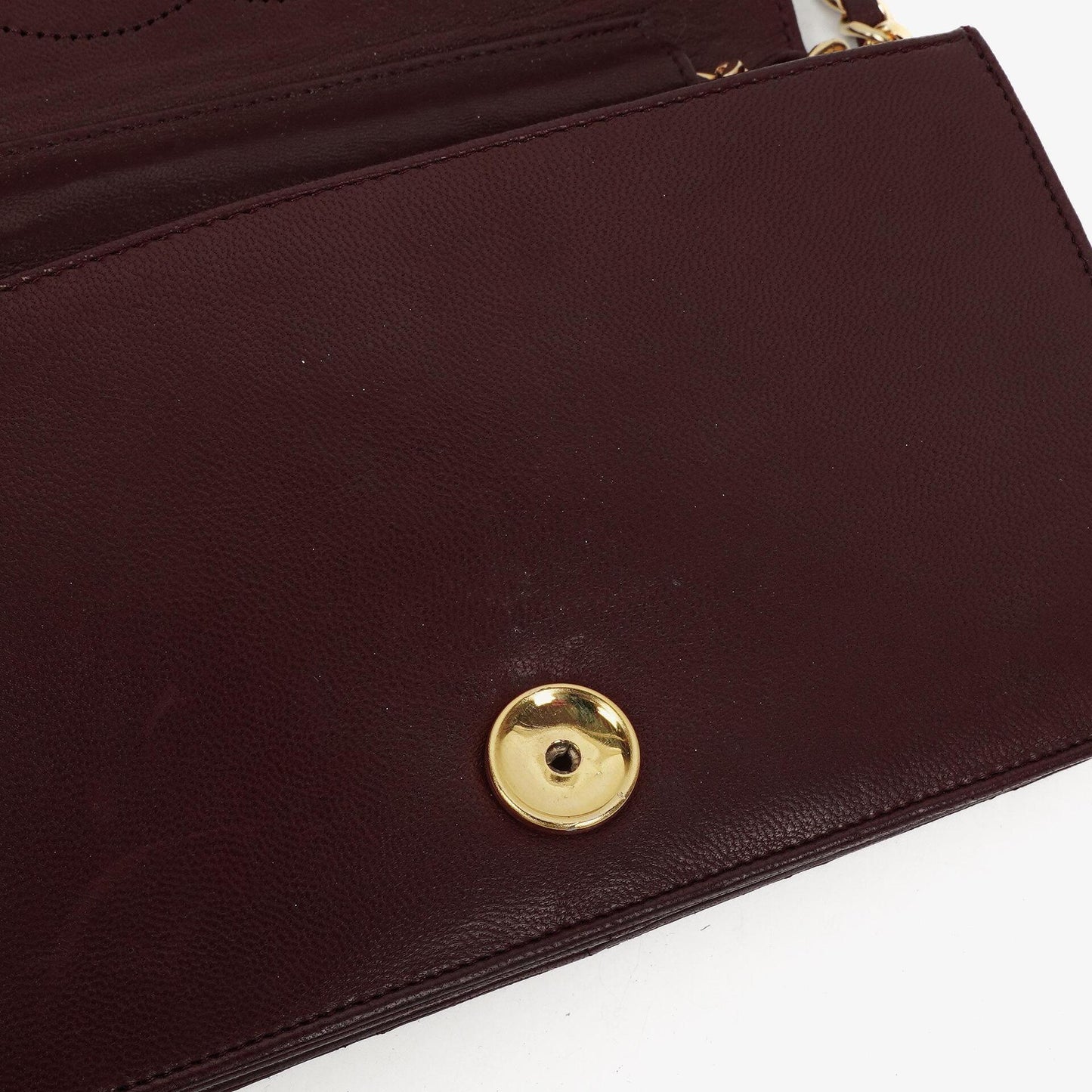 Chanel Bordeaux Mini Classic Quilted Lambskin Full Flap Wallet On Chain WOC With 24K Gold-Plated Hardware