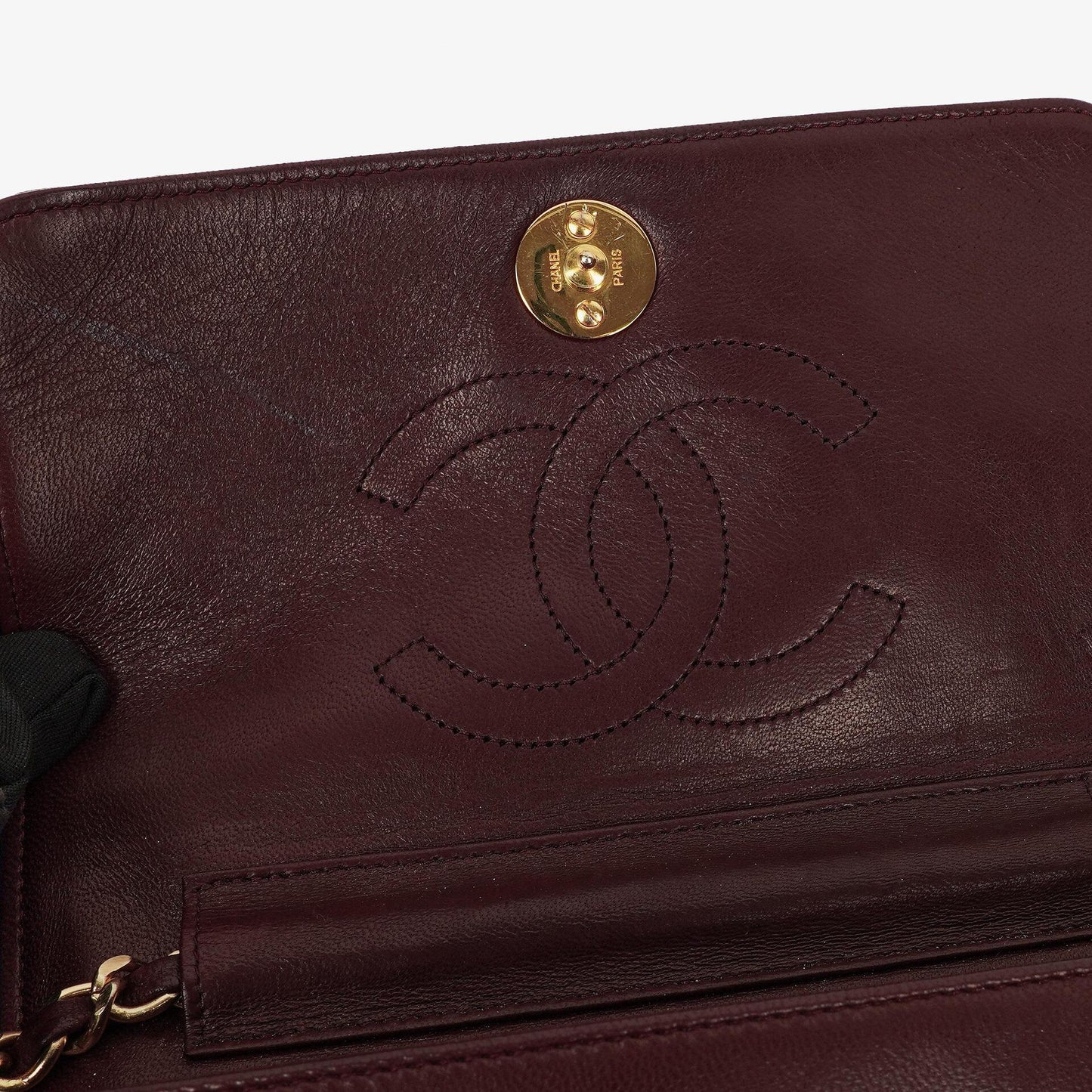 Chanel Bordeaux Mini Classic Quilted Lambskin Full Flap Wallet On Chain WOC With 24K Gold-Plated Hardware