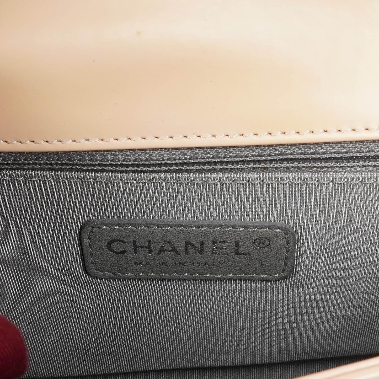 Chanel Boy Flap Bag in Beige Patent Leather