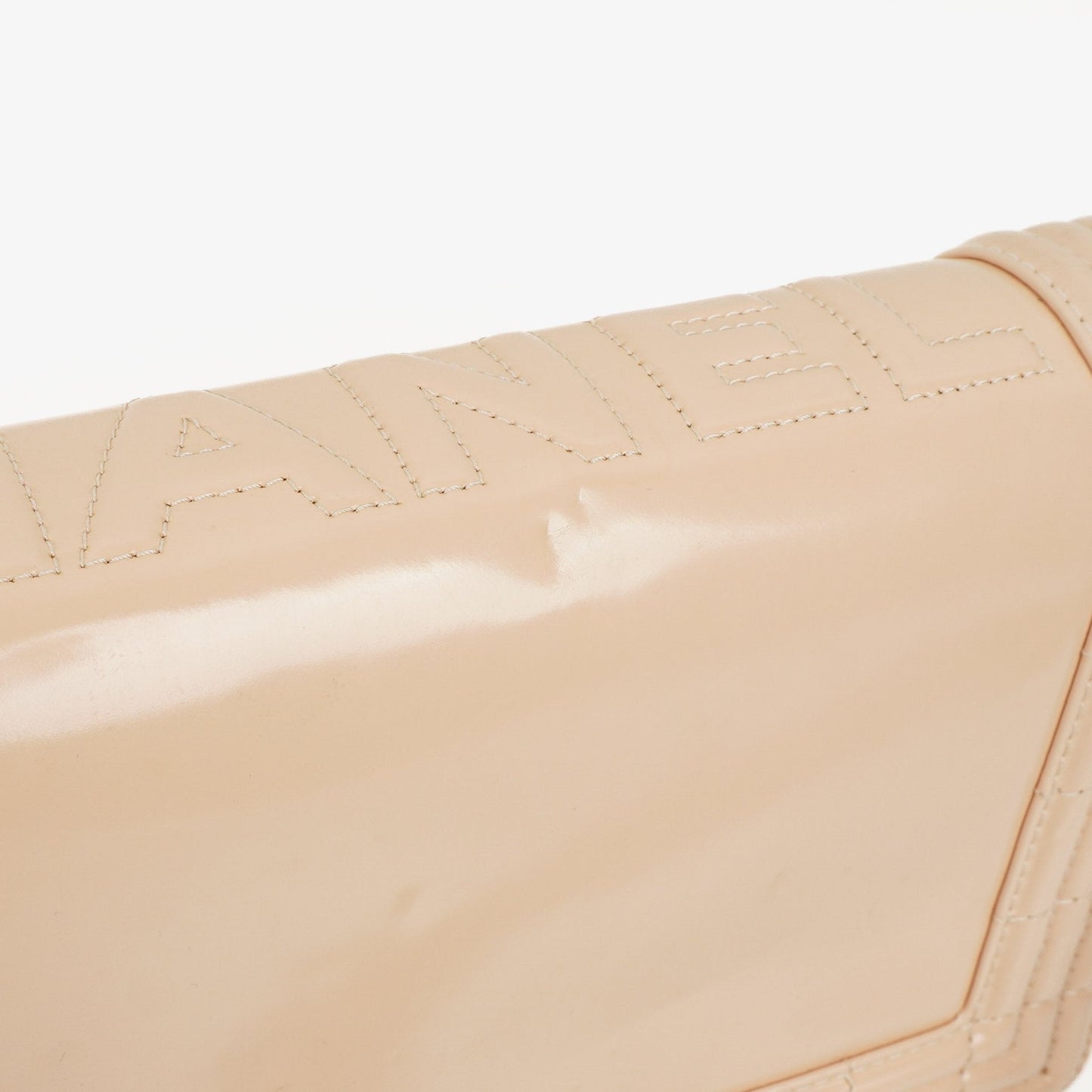 Chanel Boy Flap Bag in Beige Patent Leather