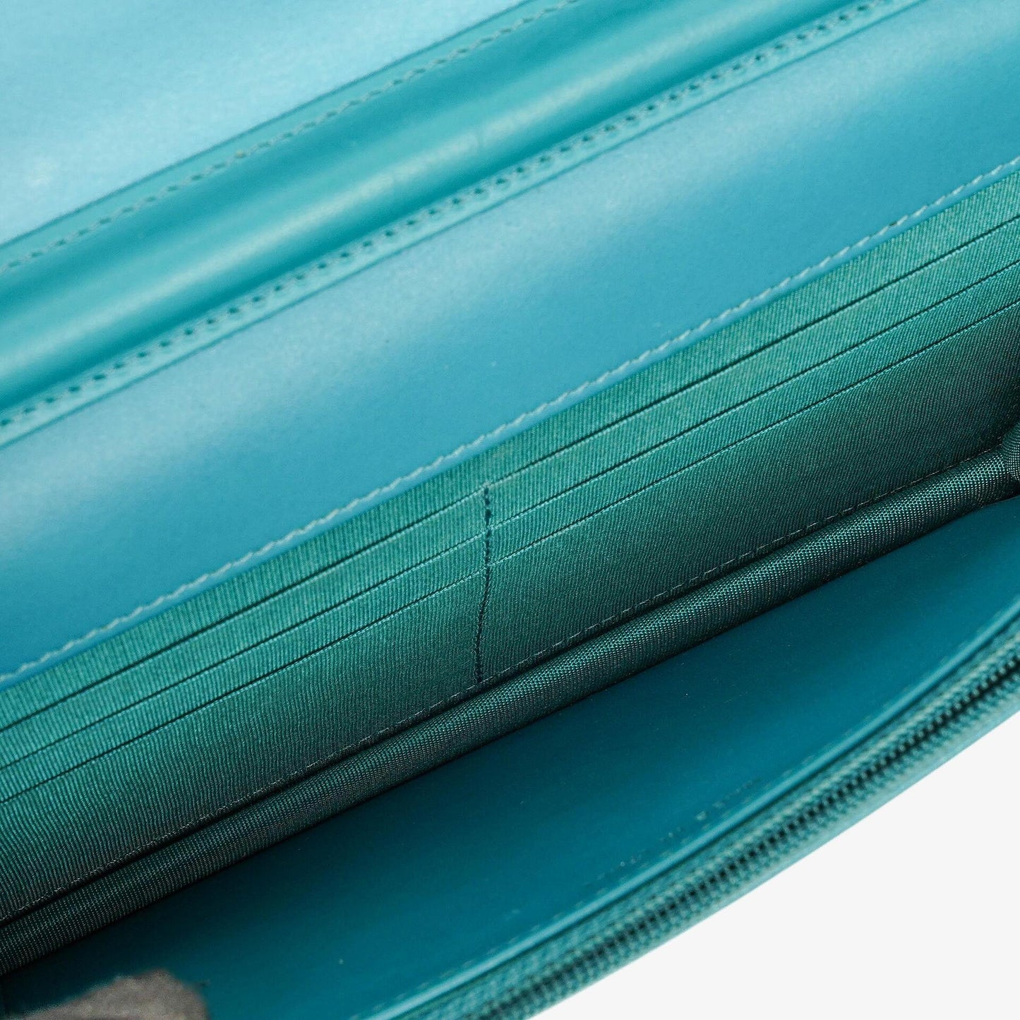 Chanel Boy Wallet On Chain Bag Turquoise Patent Leather Silver-Tone Hardware