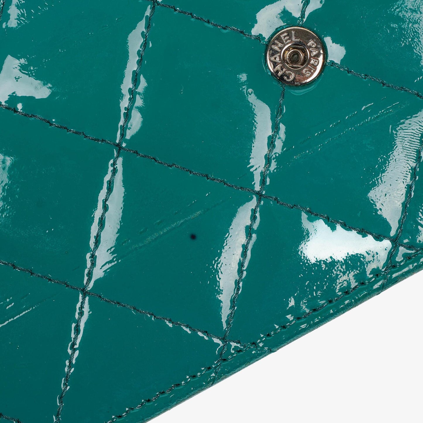 Chanel Boy Wallet On Chain Bag Turquoise Patent Leather Silver-Tone Hardware