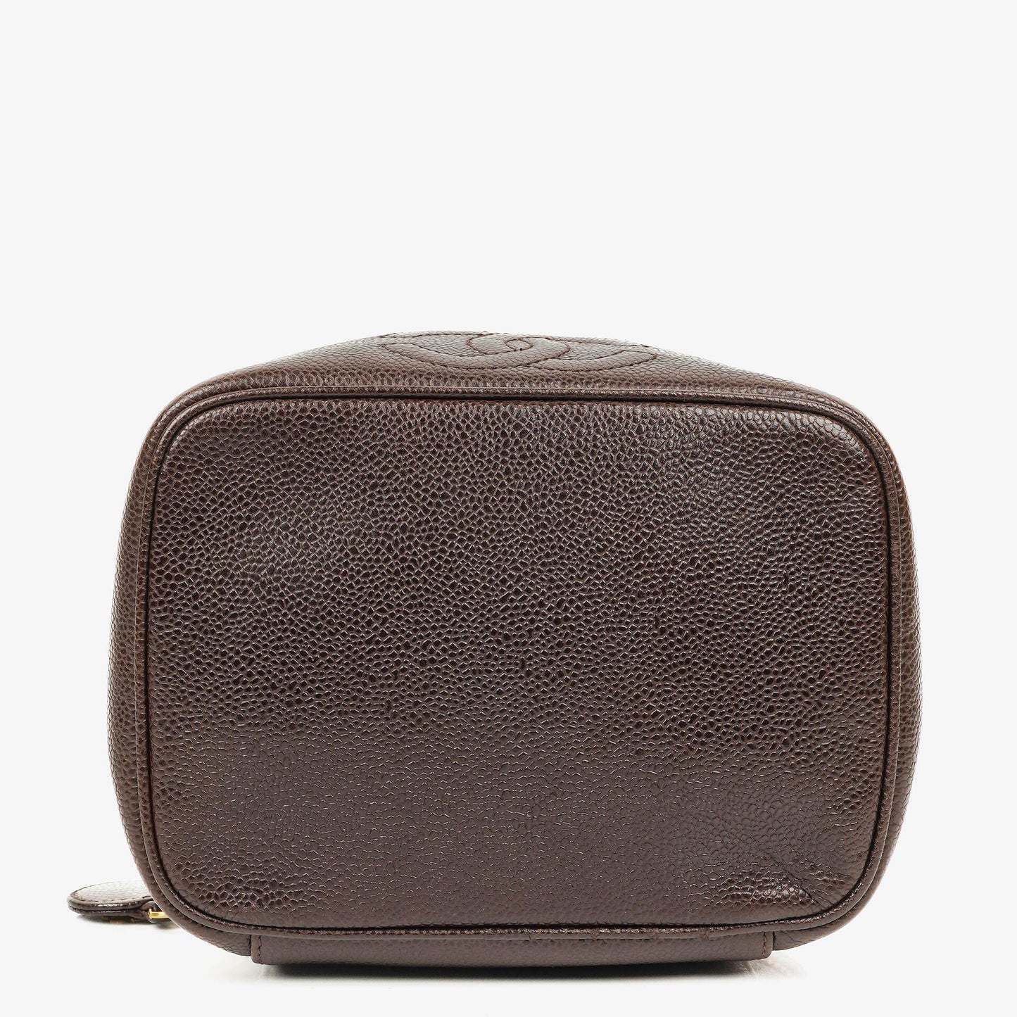 Chanel Brown Caviar Quilted Leather Timeless Cosmetic Case