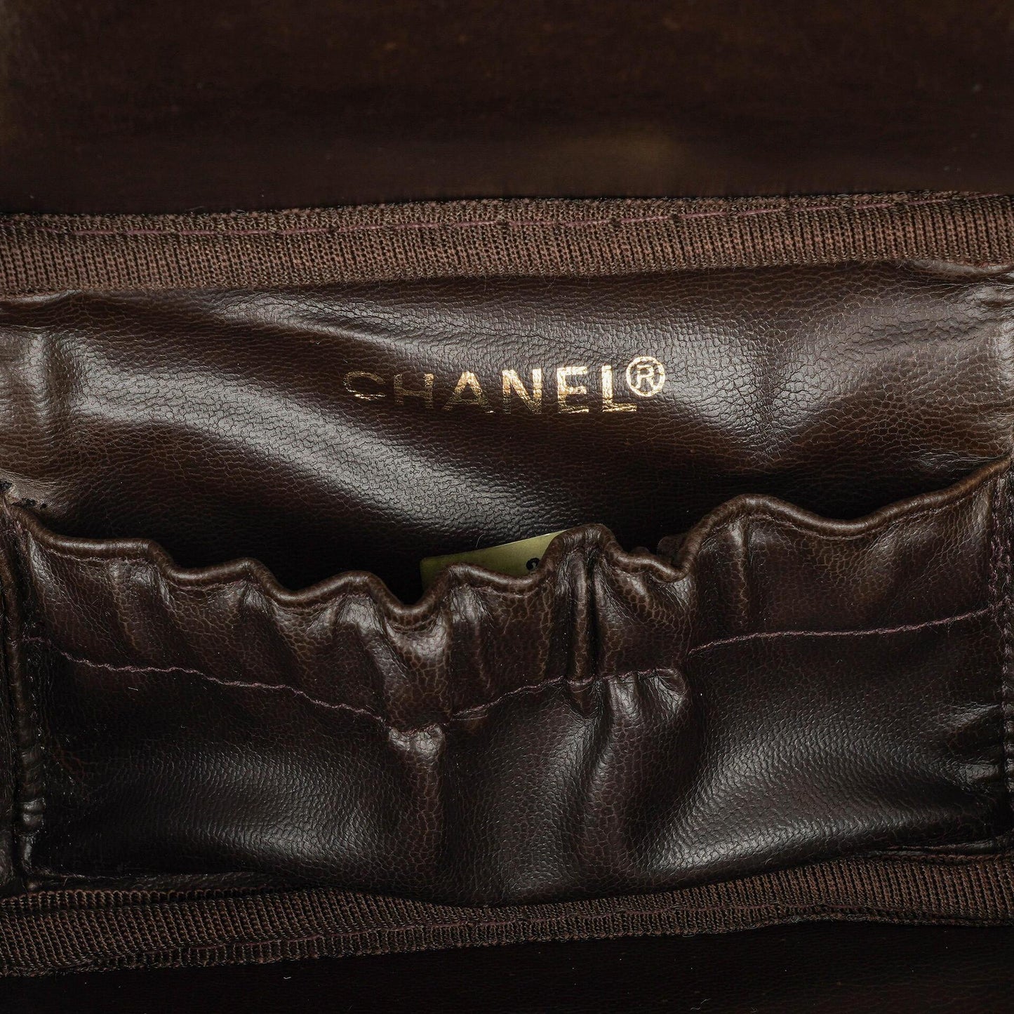 Chanel Brown Caviar Quilted Leather Timeless Cosmetic Case