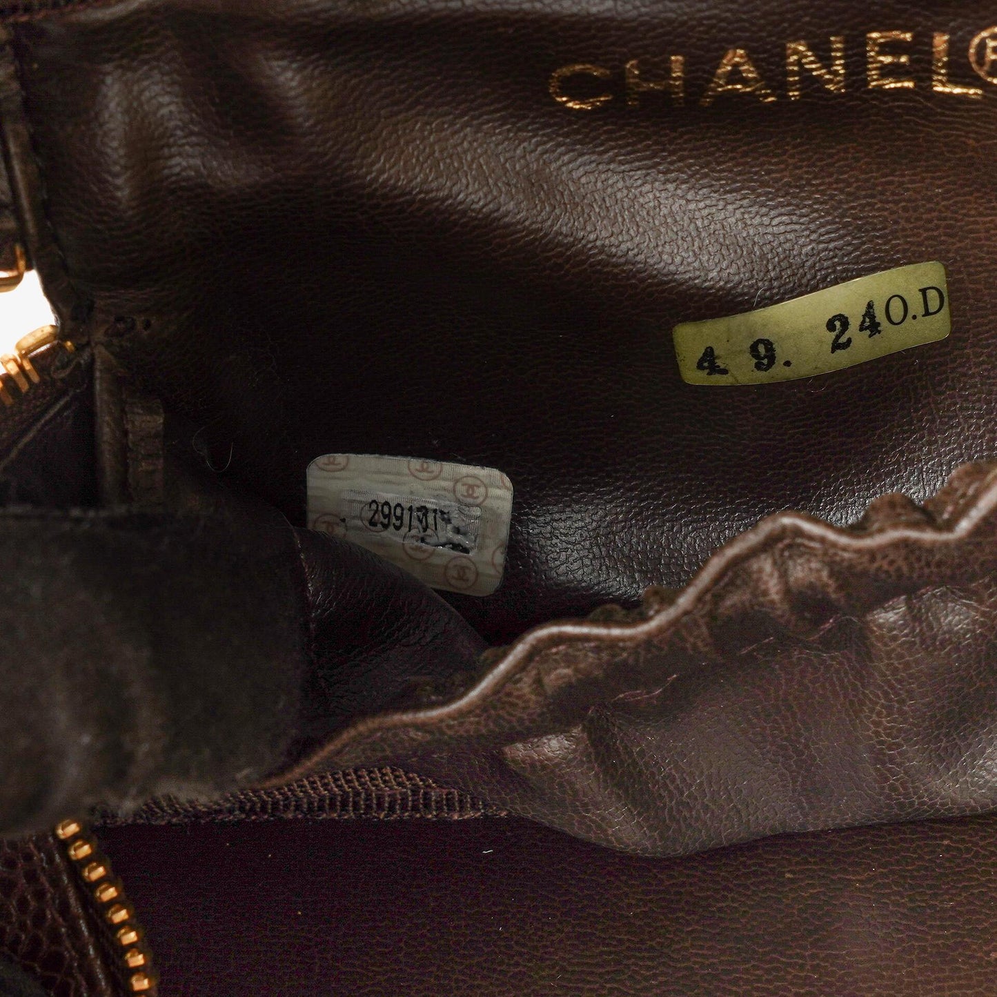 Chanel Brown Caviar Quilted Leather Timeless Cosmetic Case