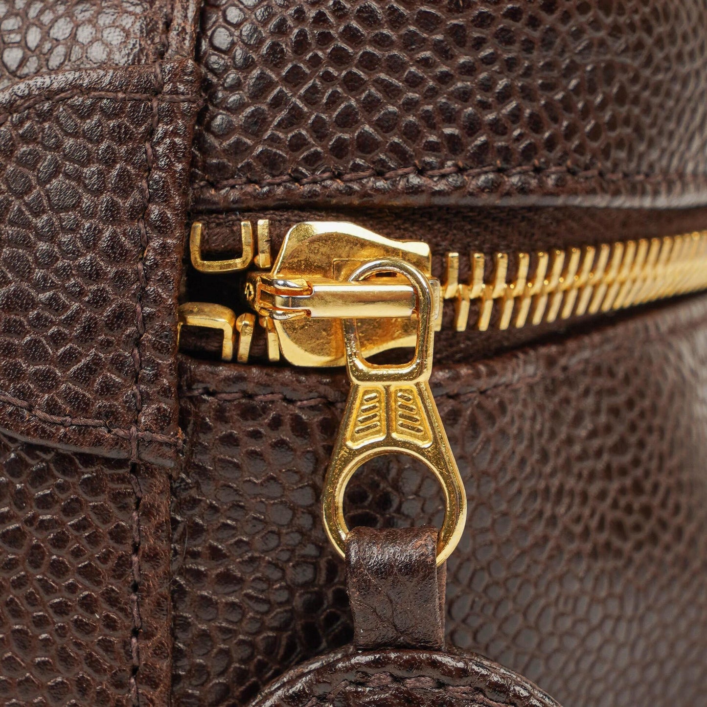 Chanel Brown Caviar Quilted Leather Timeless Cosmetic Case
