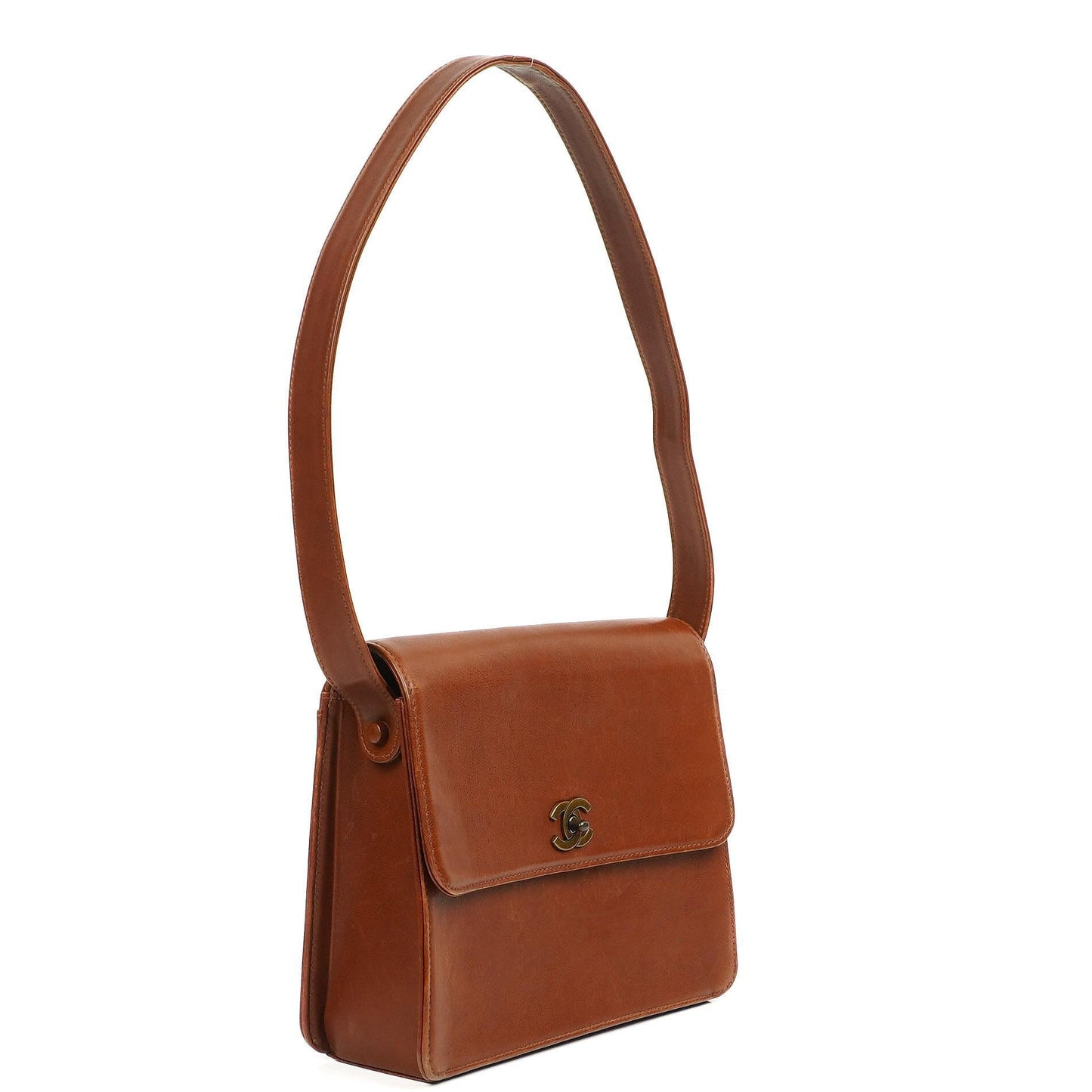 Chanel Brown Grained Calfskin Flap Shoulder Bag with Distressed Gold Hardware, 1996-1997