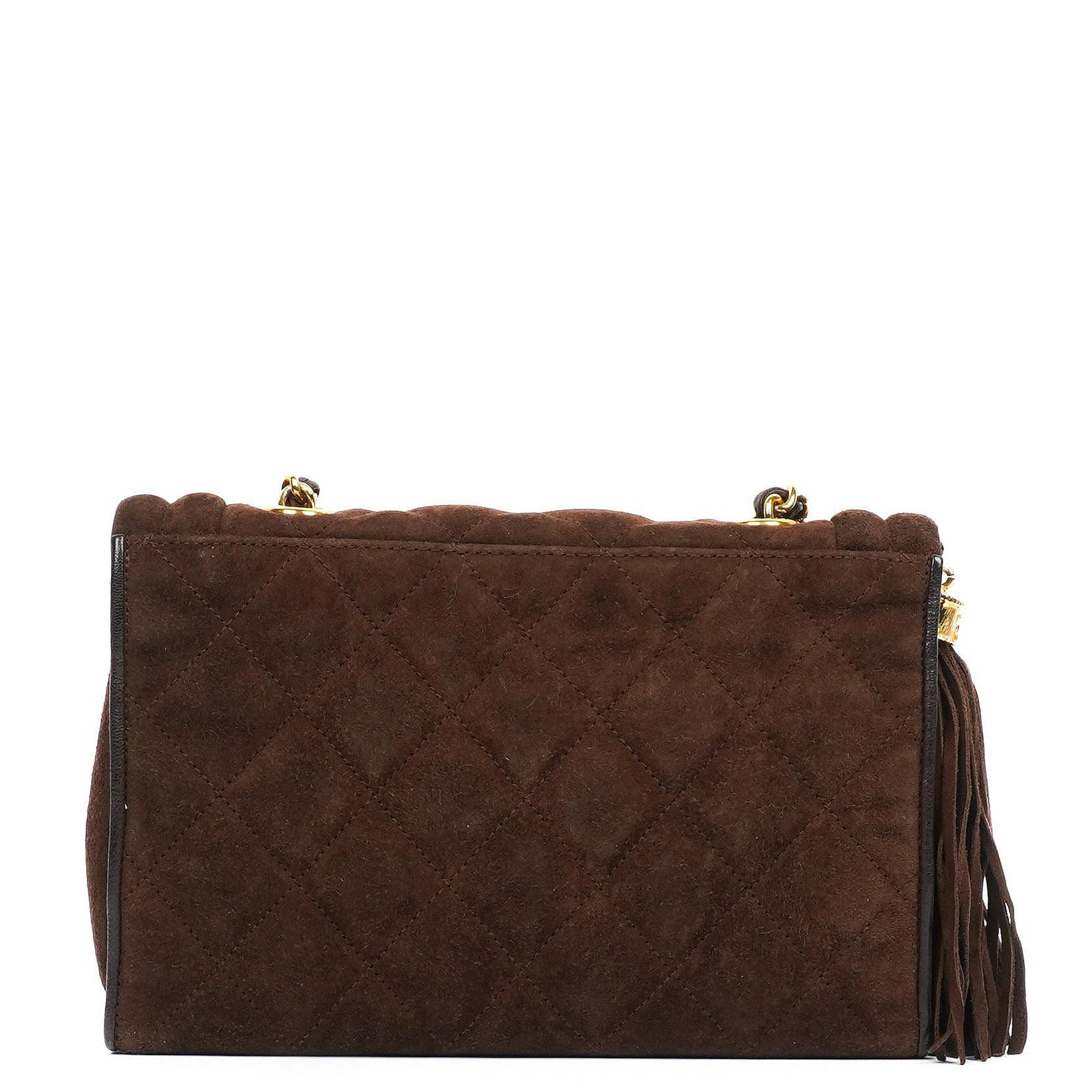 Chanel Brown Quilted Suede Tassel Flap Bag, 1989-1991